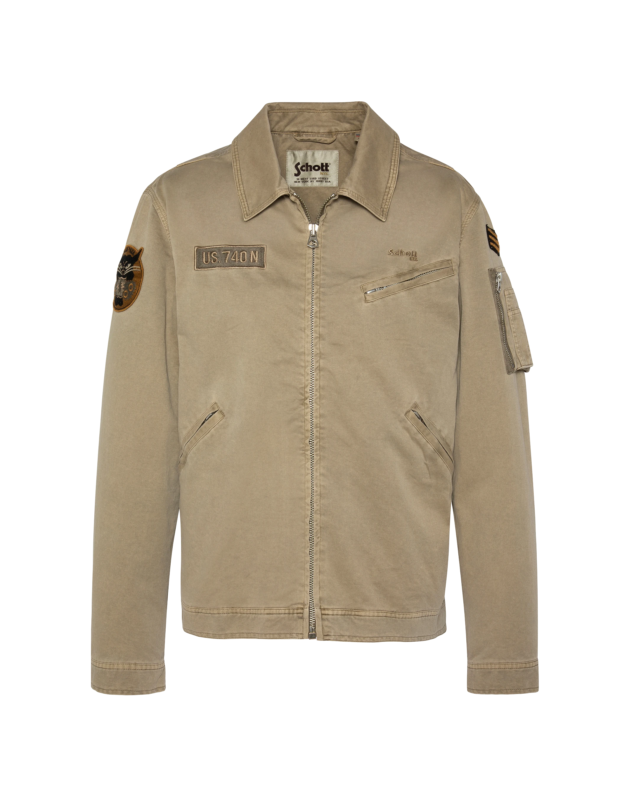 Blouson army taupe badgé-2