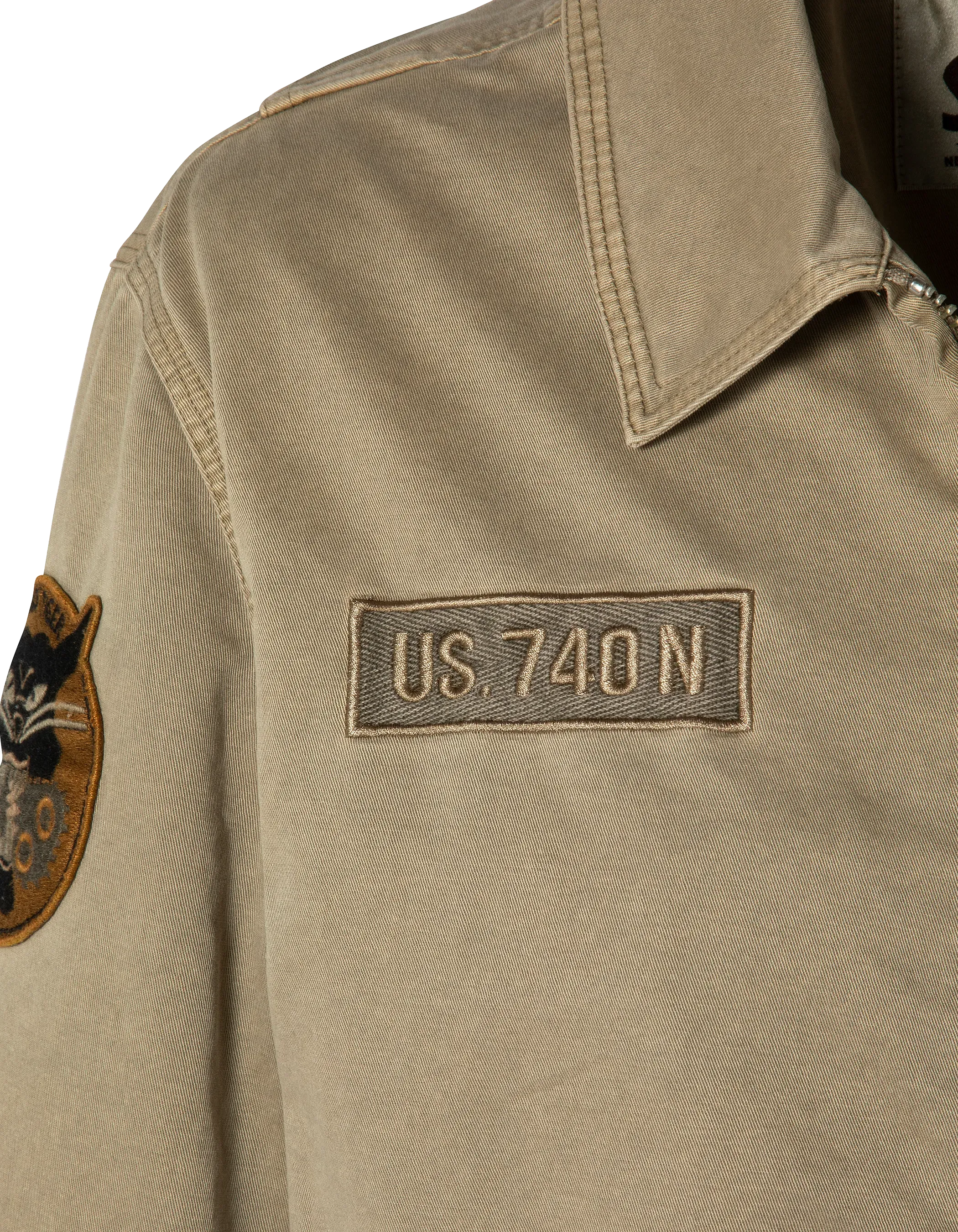 Blouson army taupe badgé-9