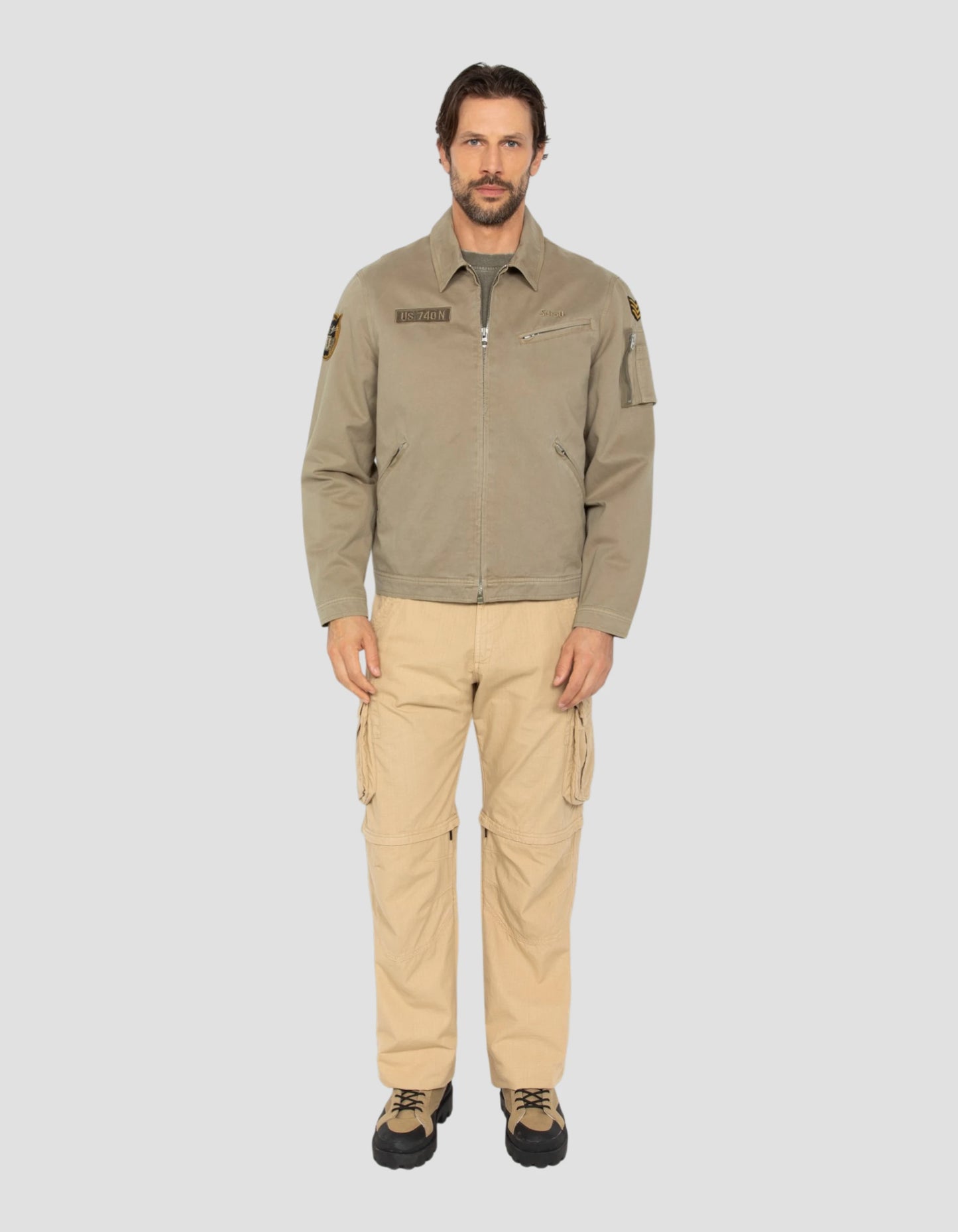 Blouson army taupe badgé