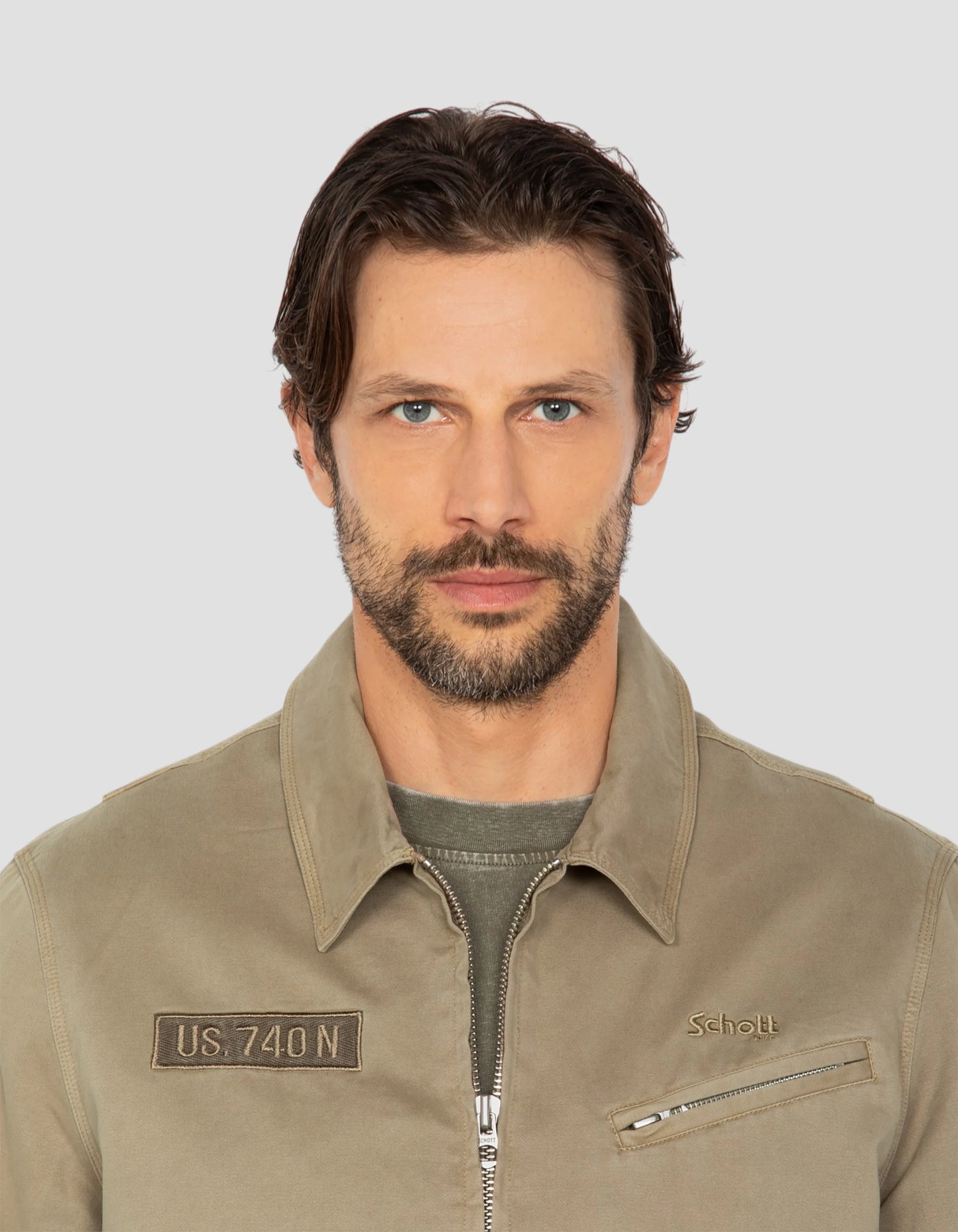 Blouson army taupe badgé