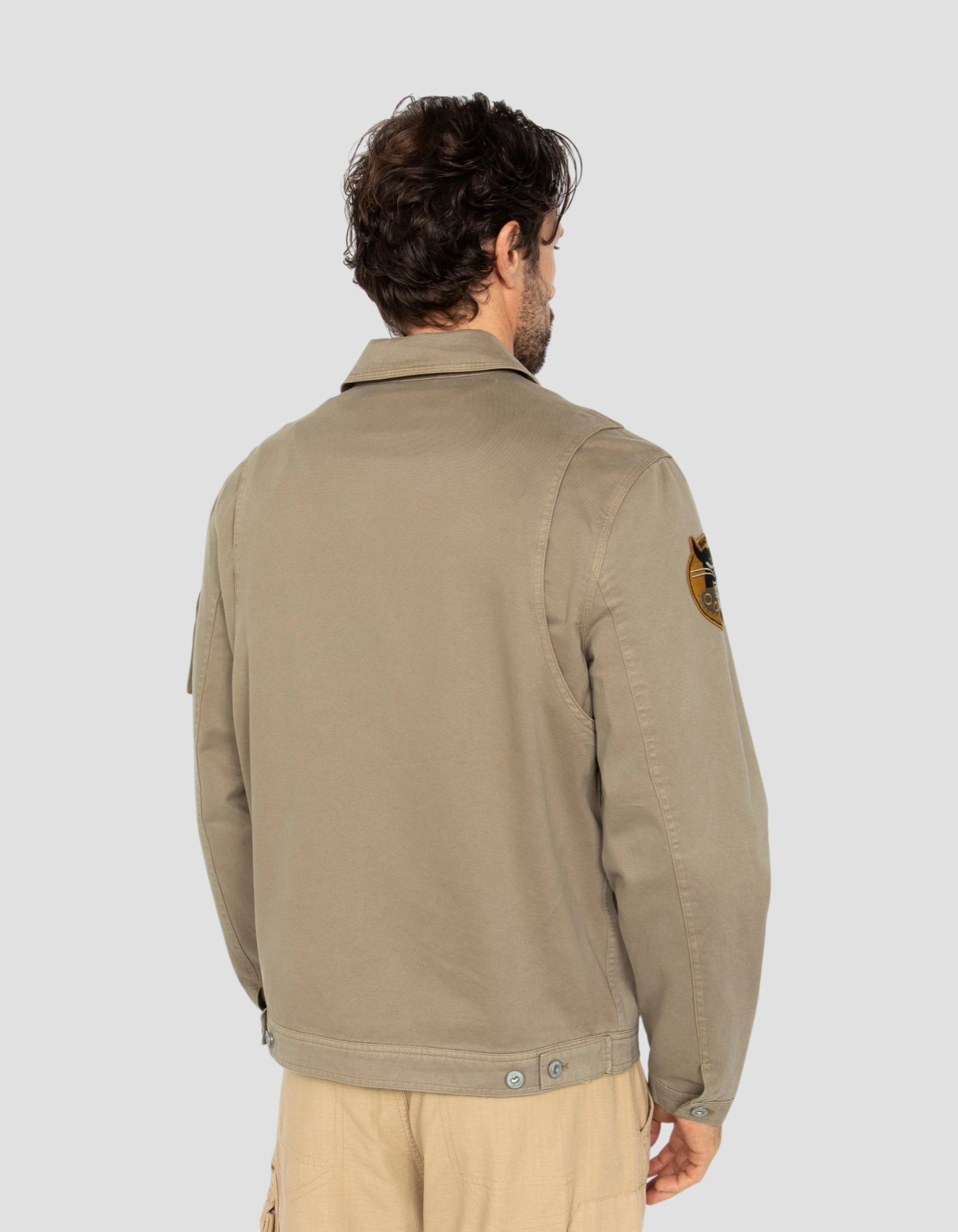 Blouson army taupe badgé-6