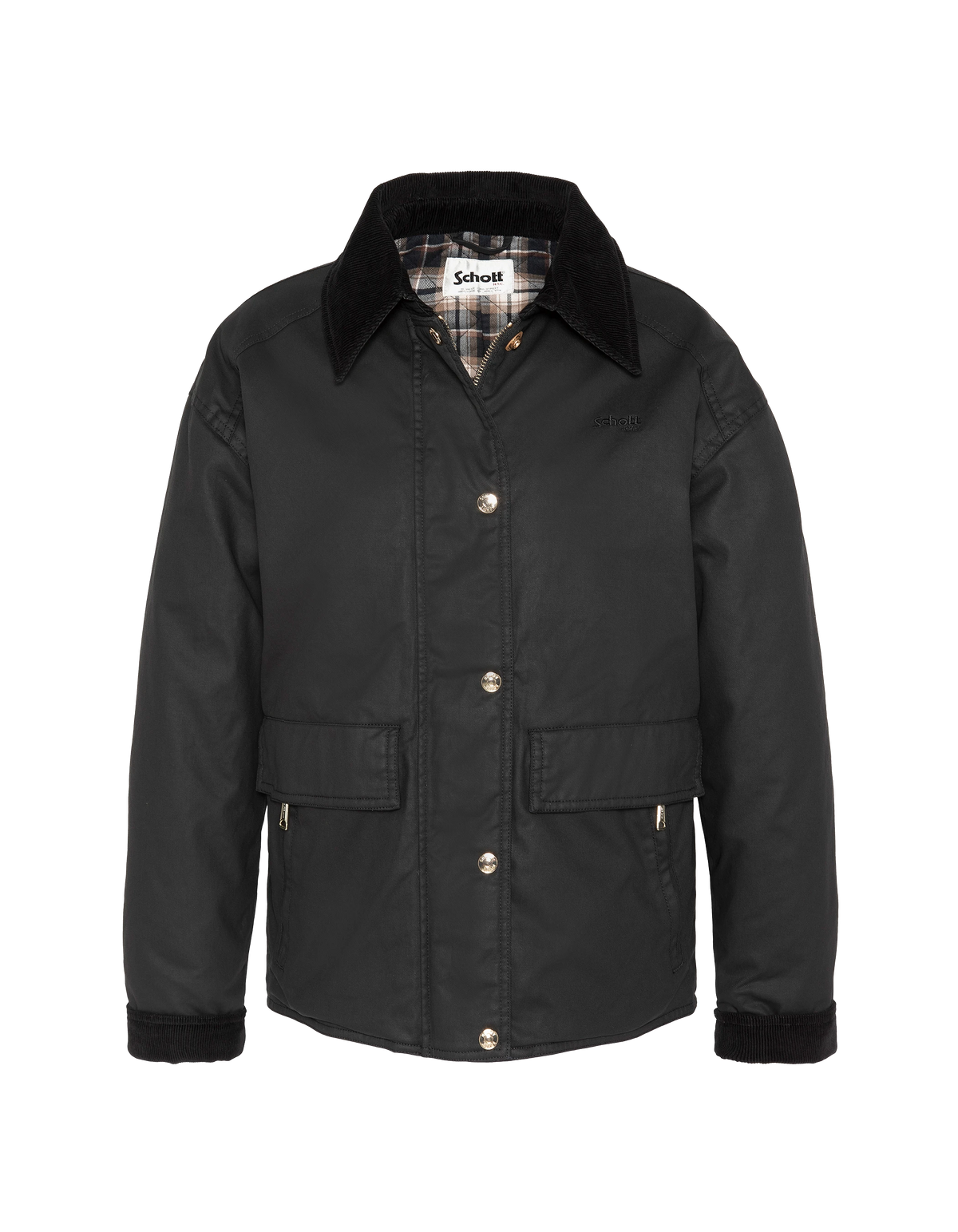 Veste farmer noire en coton ciré