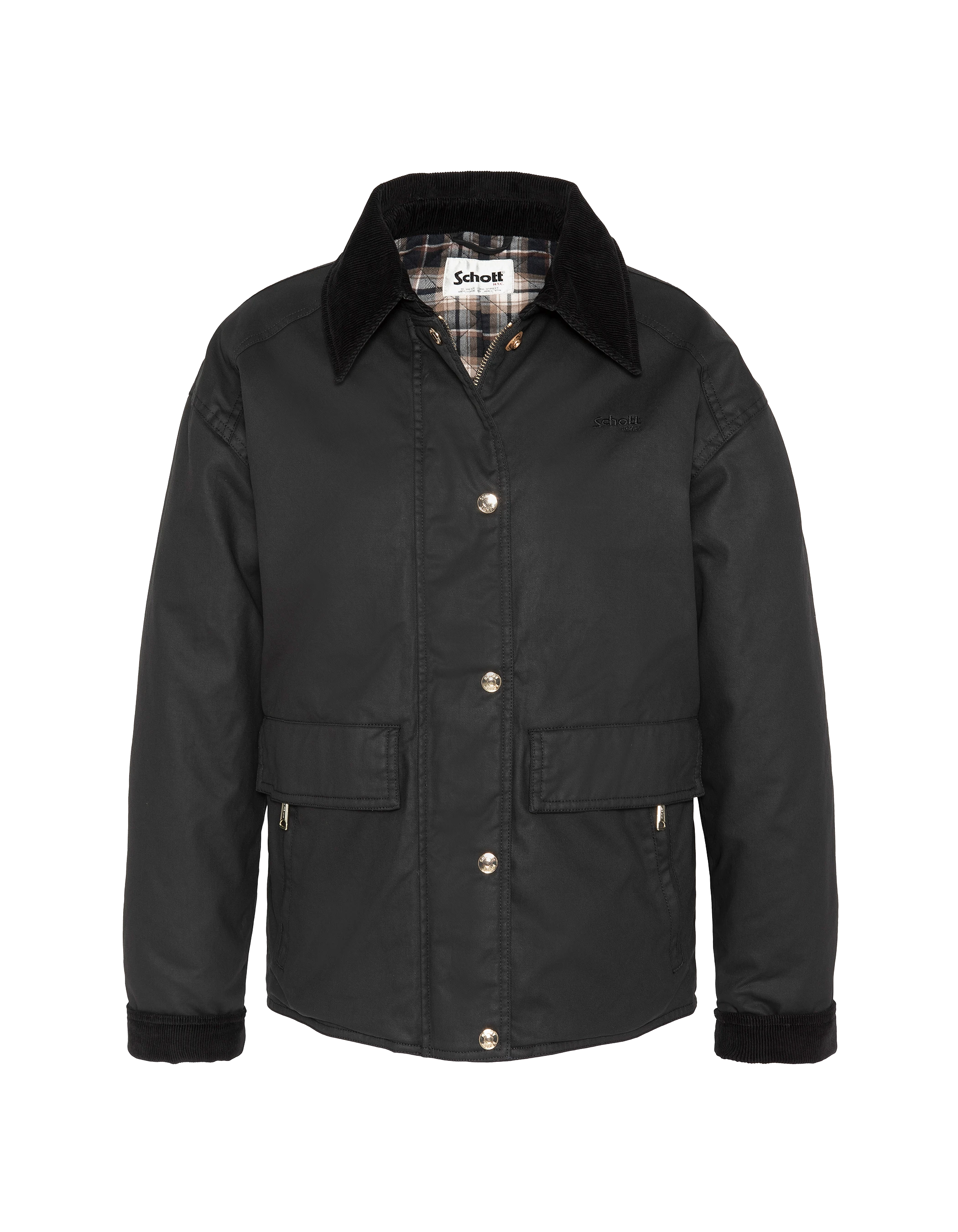 Veste farmer noire en coton ciré-1