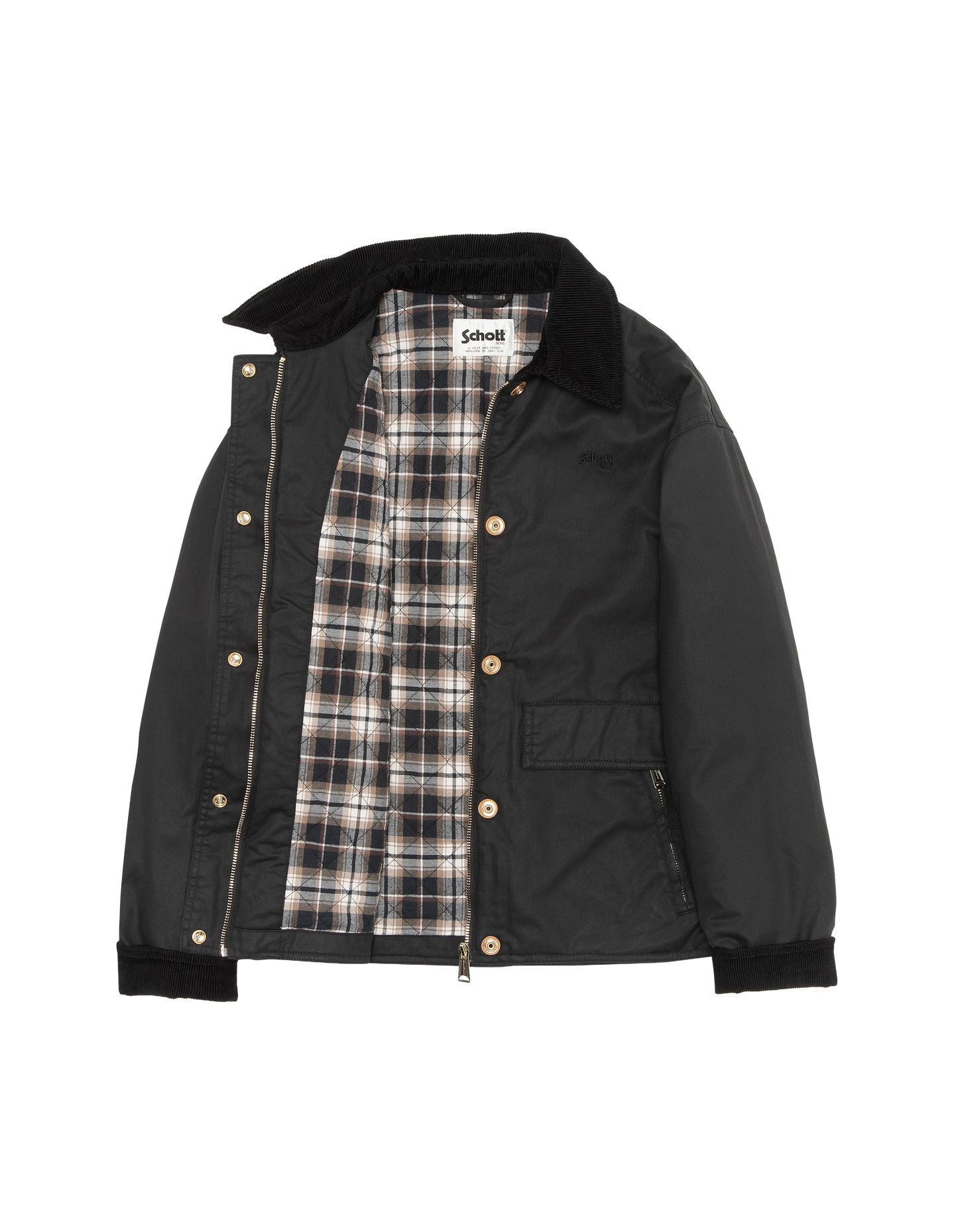 Veste farmer noire en coton ciré