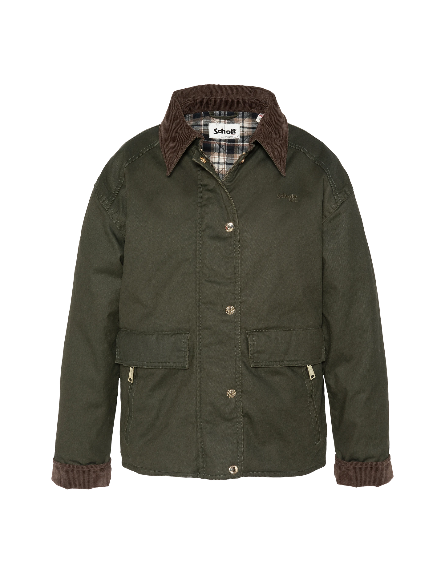 Veste farmer kaki foncé en coton ciré