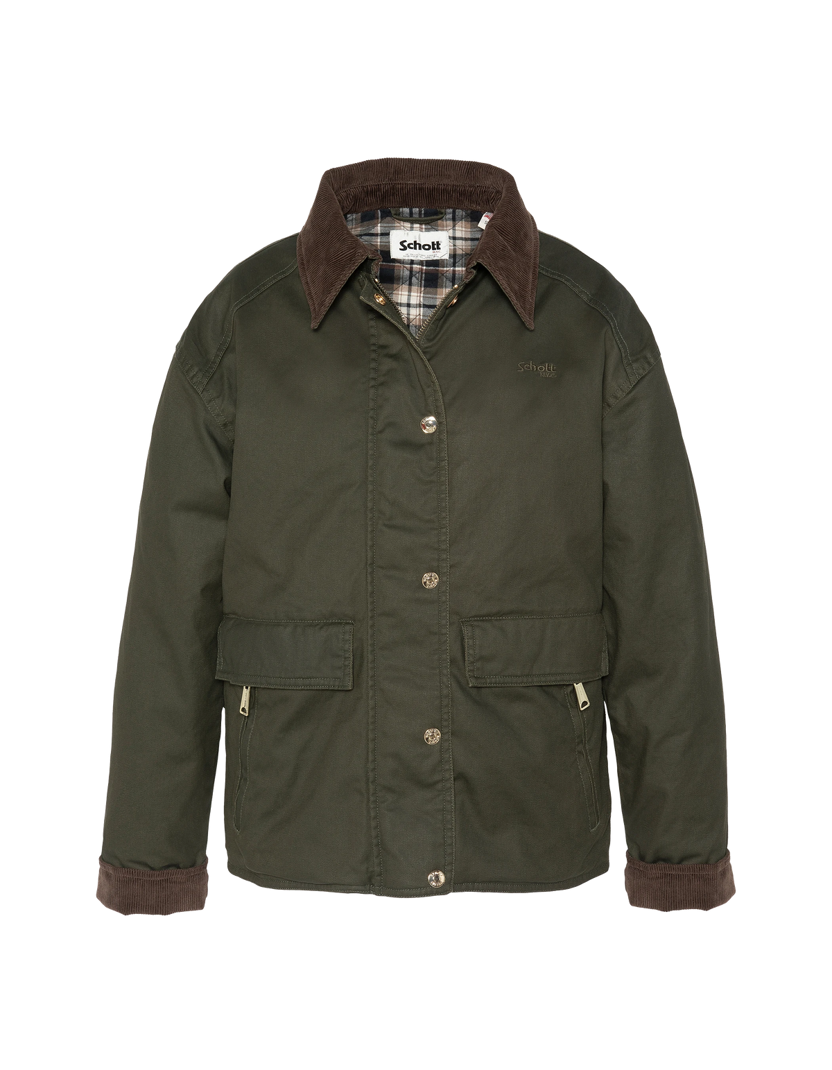 Veste farmer kaki foncé en coton ciré-2