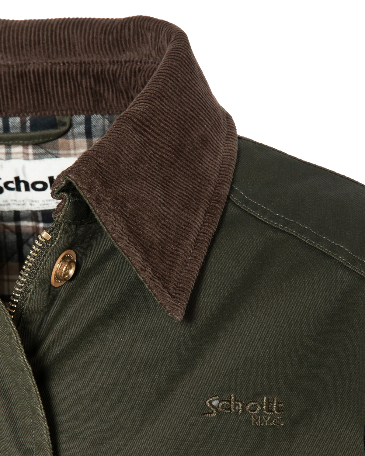 Veste farmer kaki foncé en coton ciré