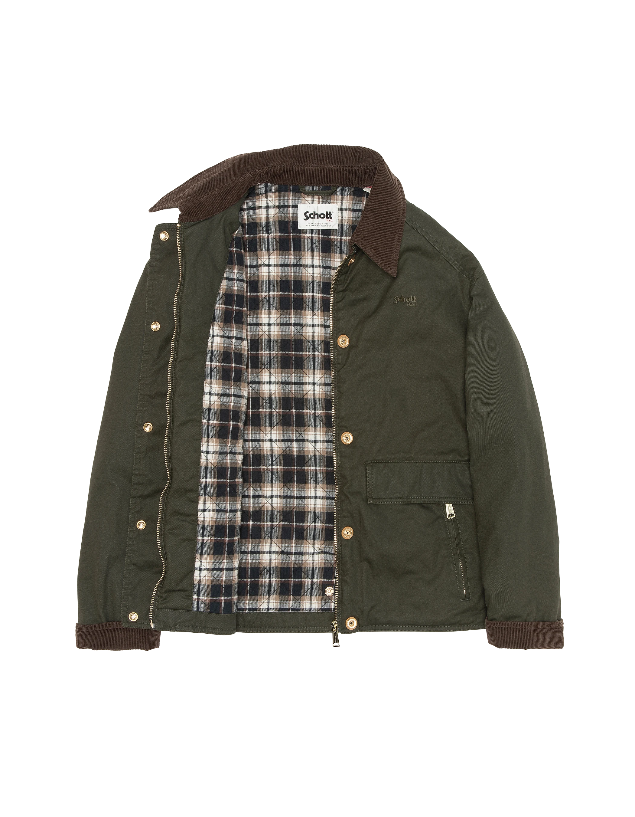 Veste farmer kaki foncé en coton ciré-8