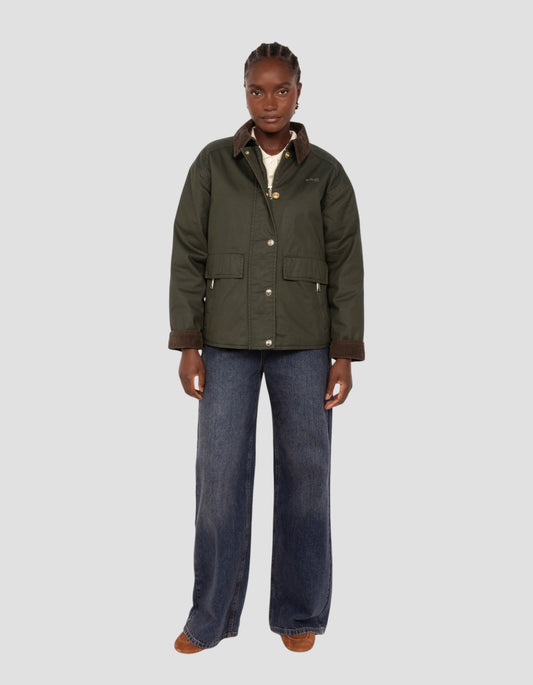 Veste farmer kaki foncé en coton ciré