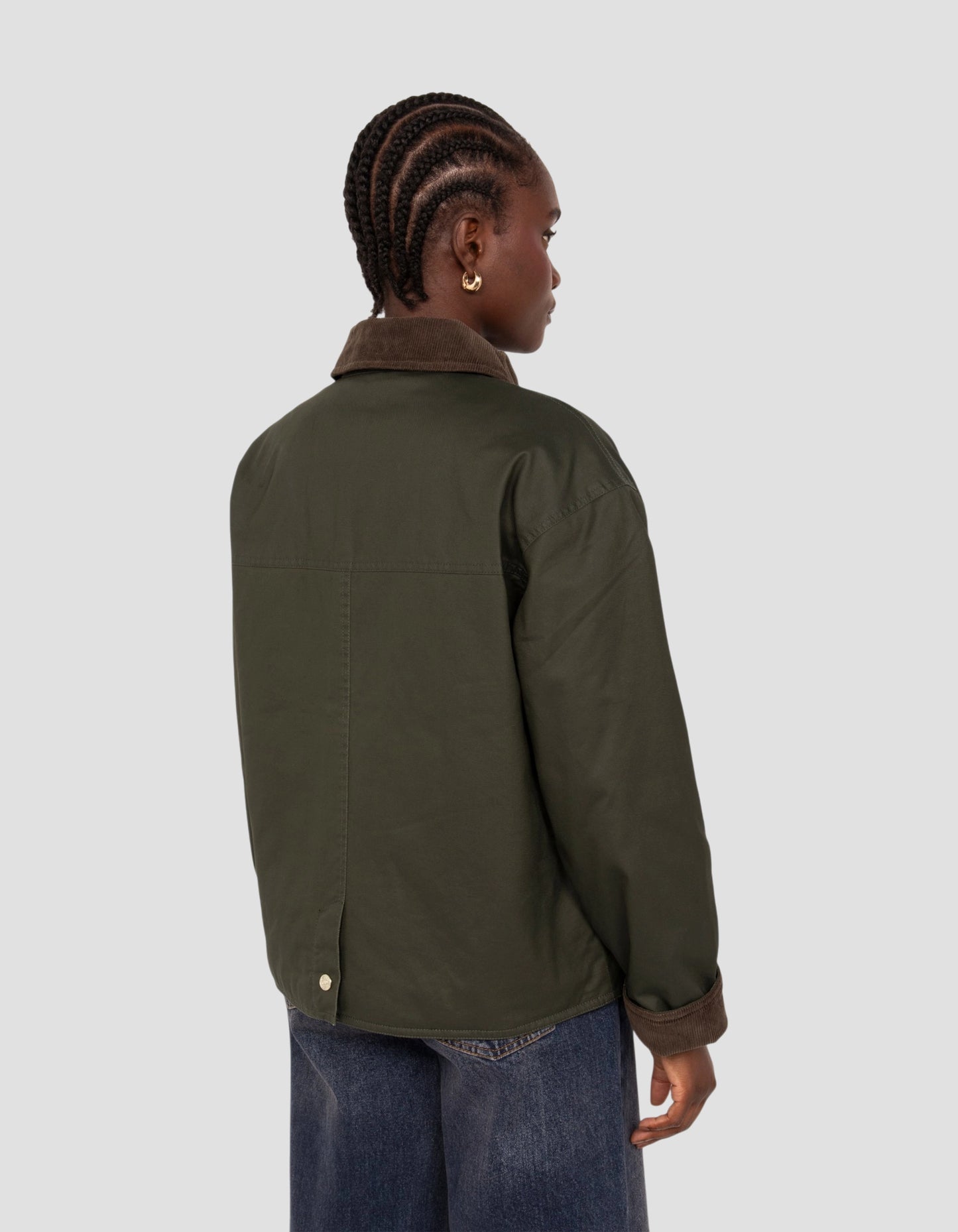 Veste farmer kaki foncé en coton ciré