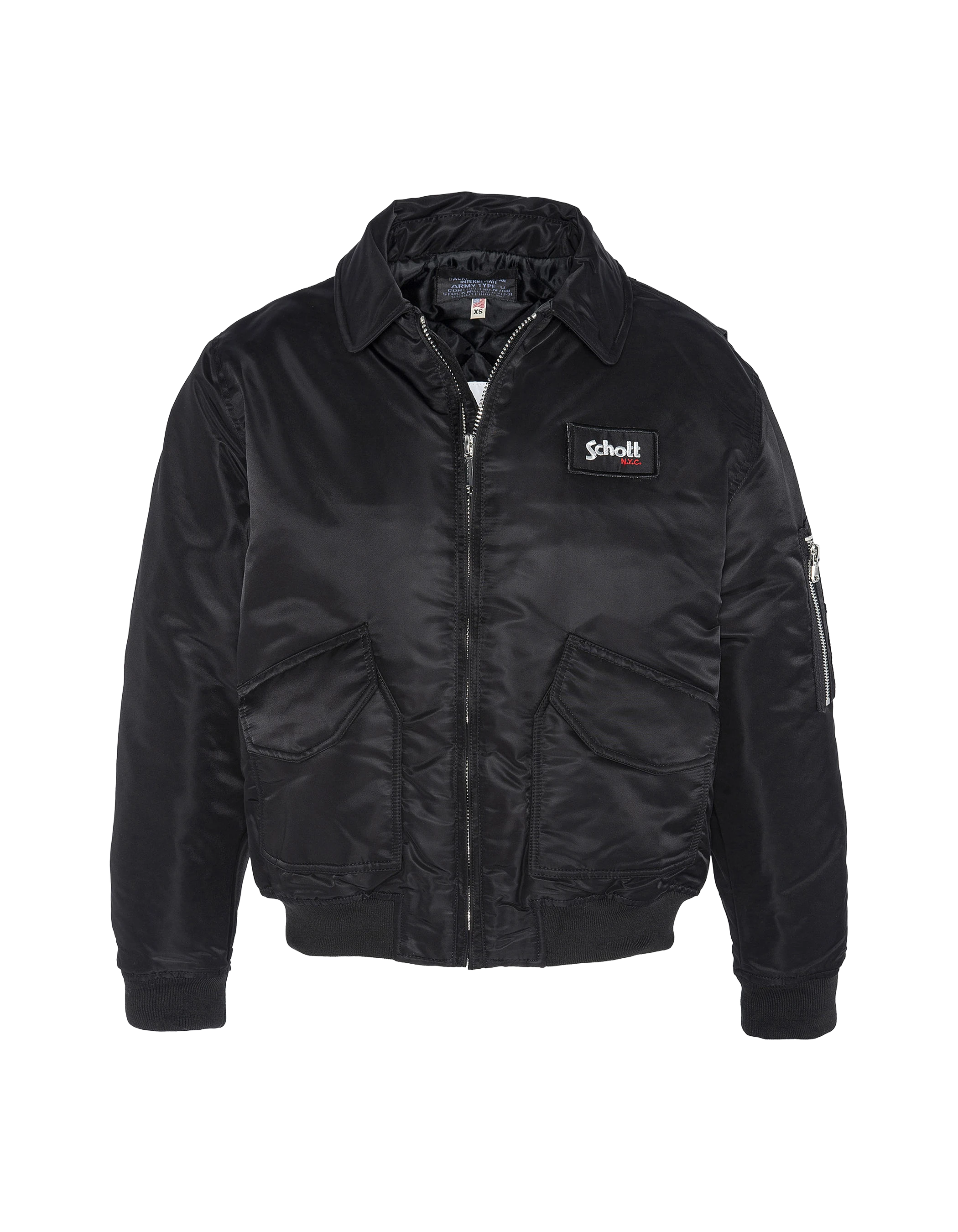 Recycled Nylon CWU black pilot jacket, comfort fit, plus size