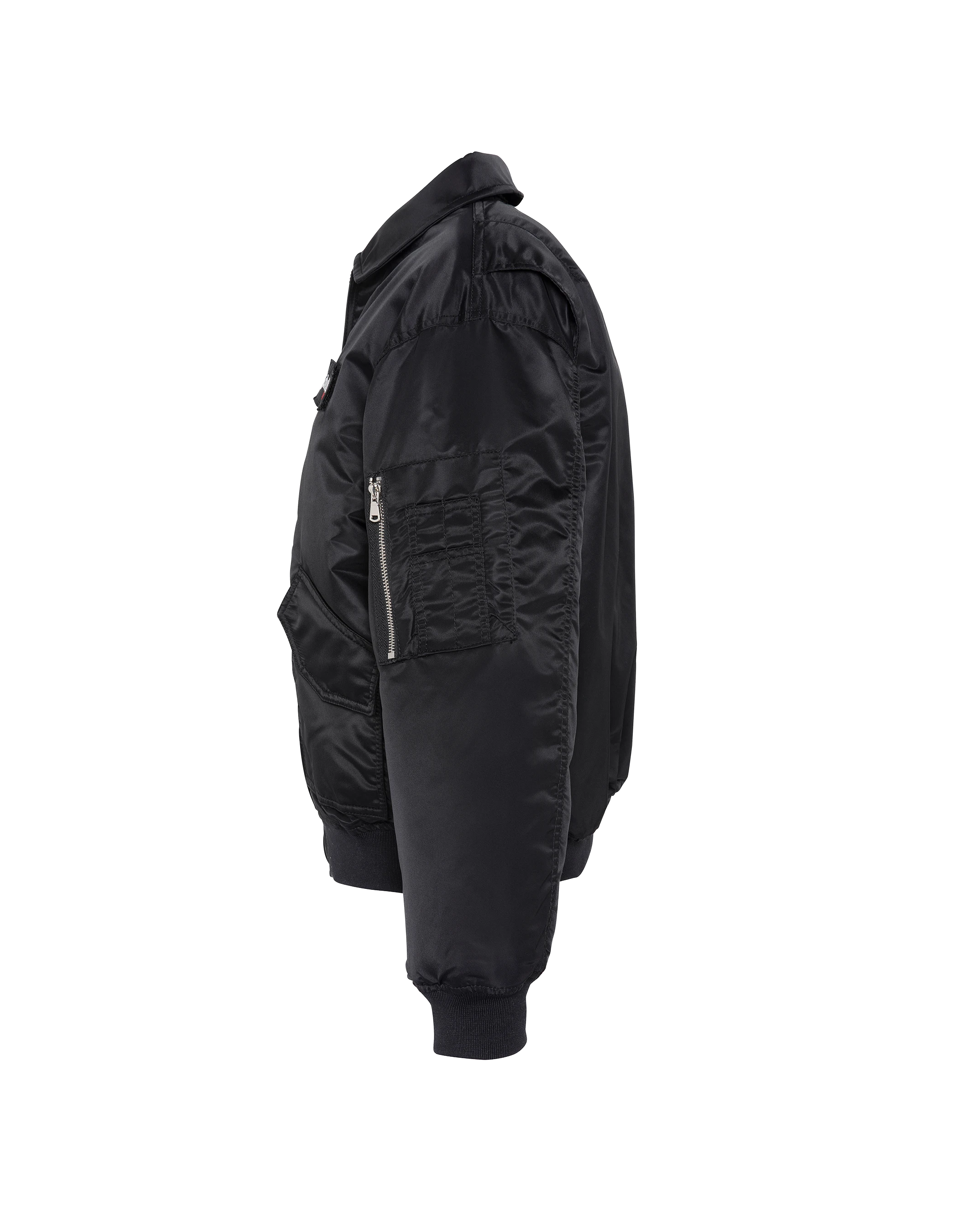 Bomber pilote CWU noir en nylon recyclé, coupe confort, grande taille-3