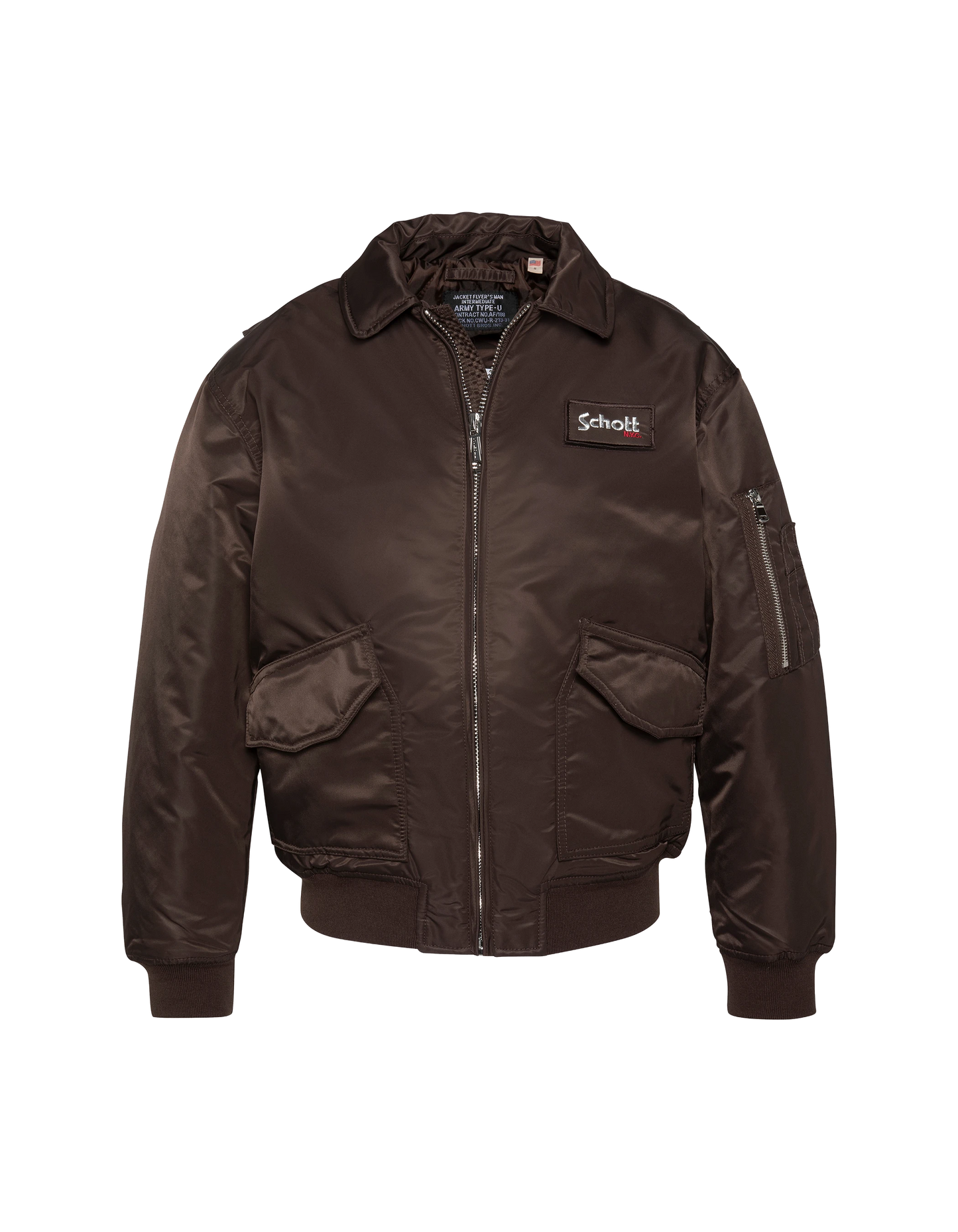 Bomber pilote CWU marron foncé en nylon recyclé, coupe confort, grande taille