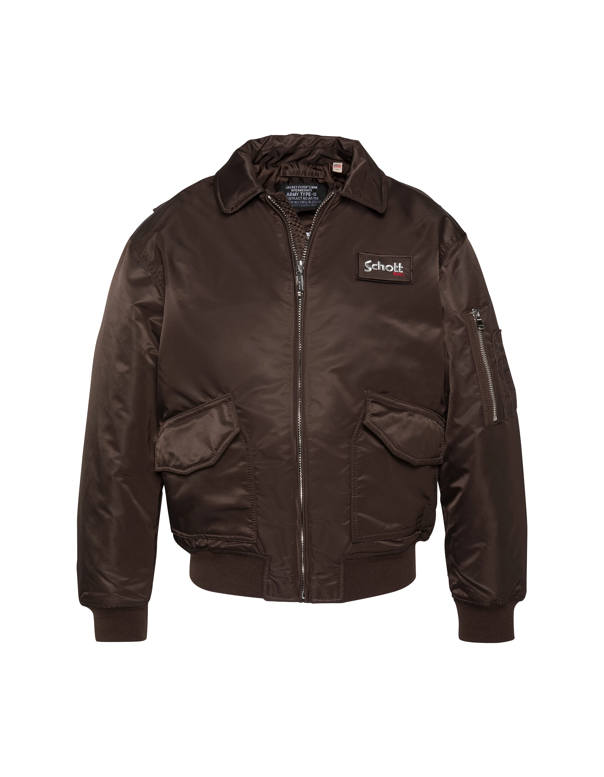 Bomber pilote CWU marron foncé en nylon recyclé, coupe confort, grande taille-1