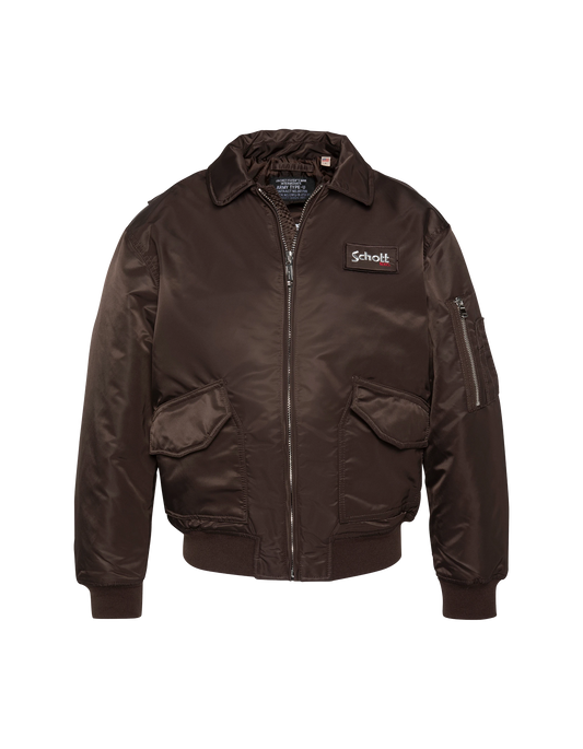 Bomber pilote CWU marron foncé en nylon recyclé, coupe confort