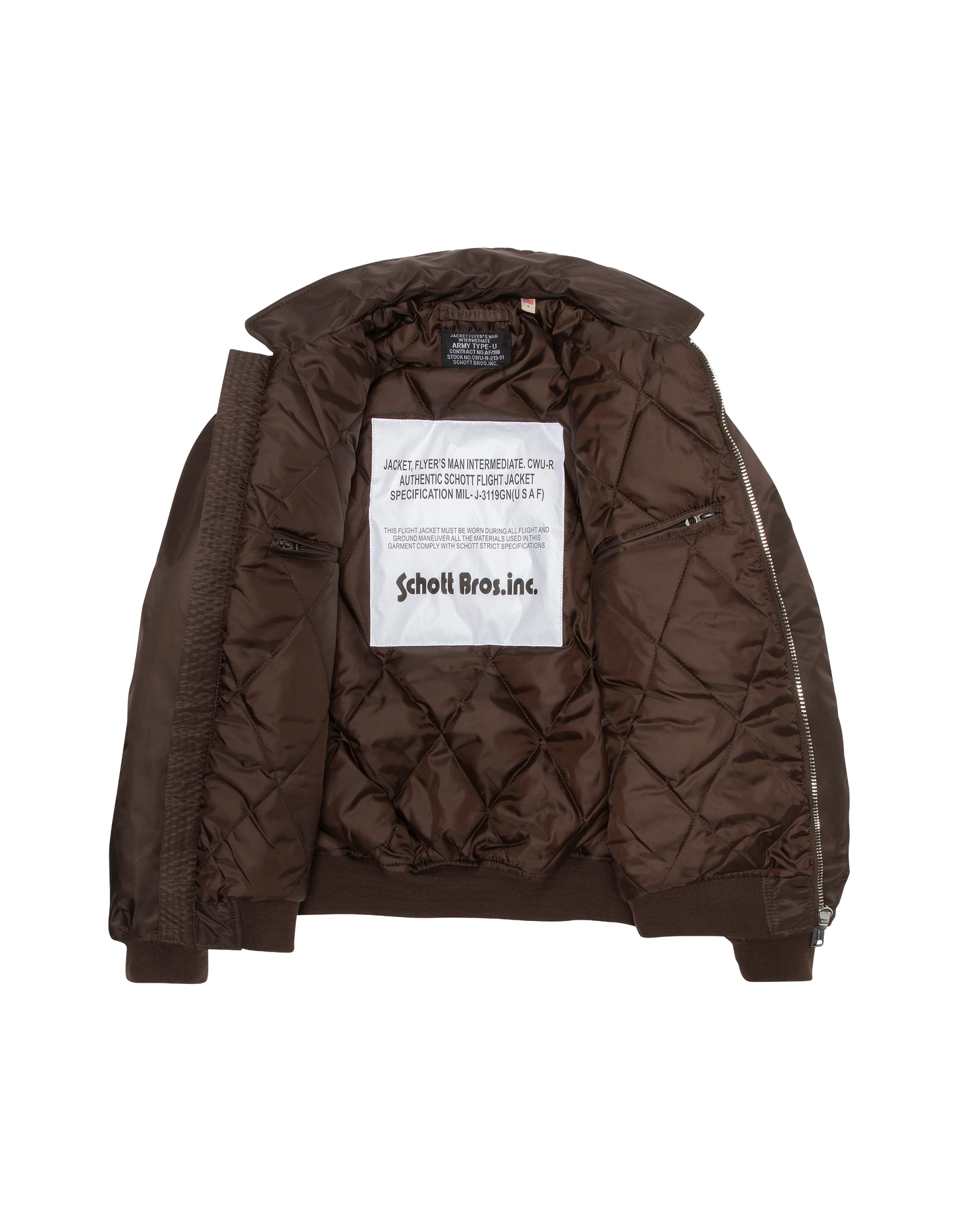 Bomber pilote CWU marron foncé en nylon recyclé, coupe confort, grande taille