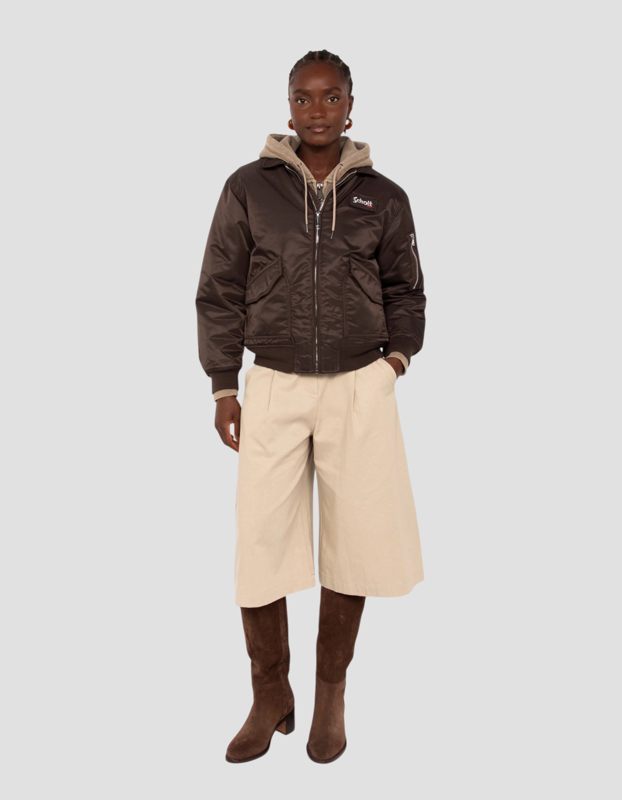 Bomber pilote CWU marron foncé en nylon recyclé, coupe confort-1