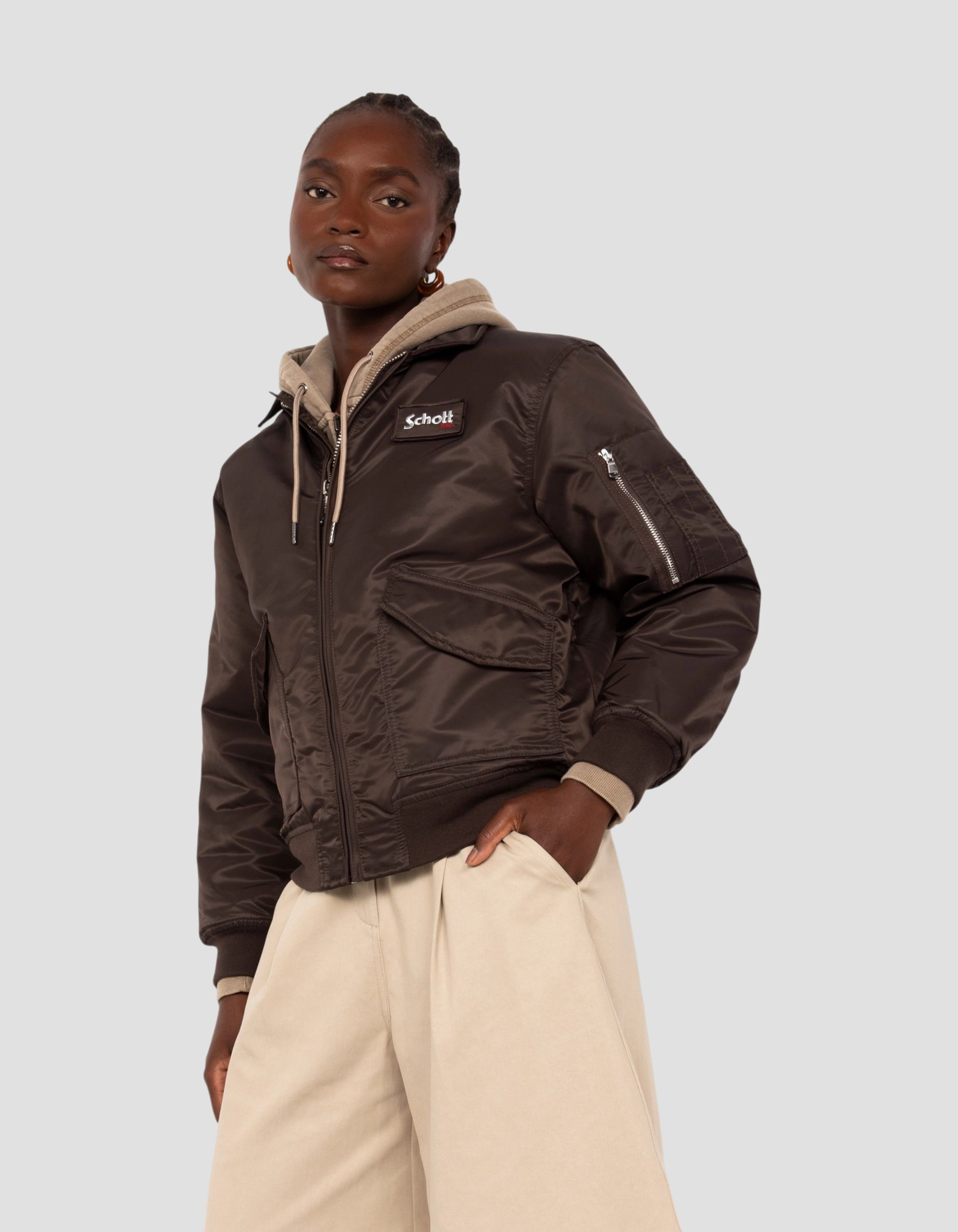 Bomber pilote CWU marron foncé en nylon recyclé, coupe confort-3