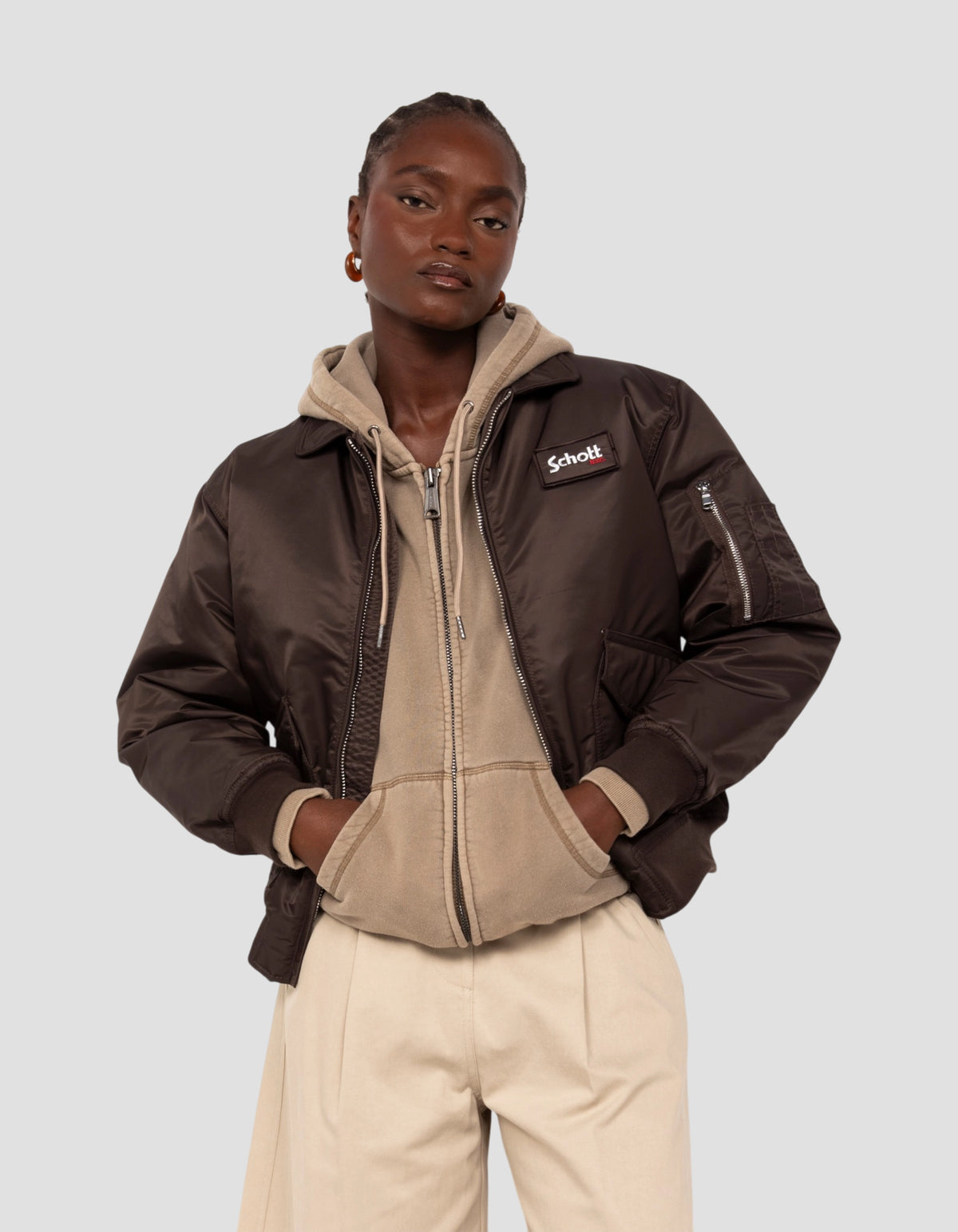 Bomber pilote CWU marron foncé en nylon recyclé, coupe confort