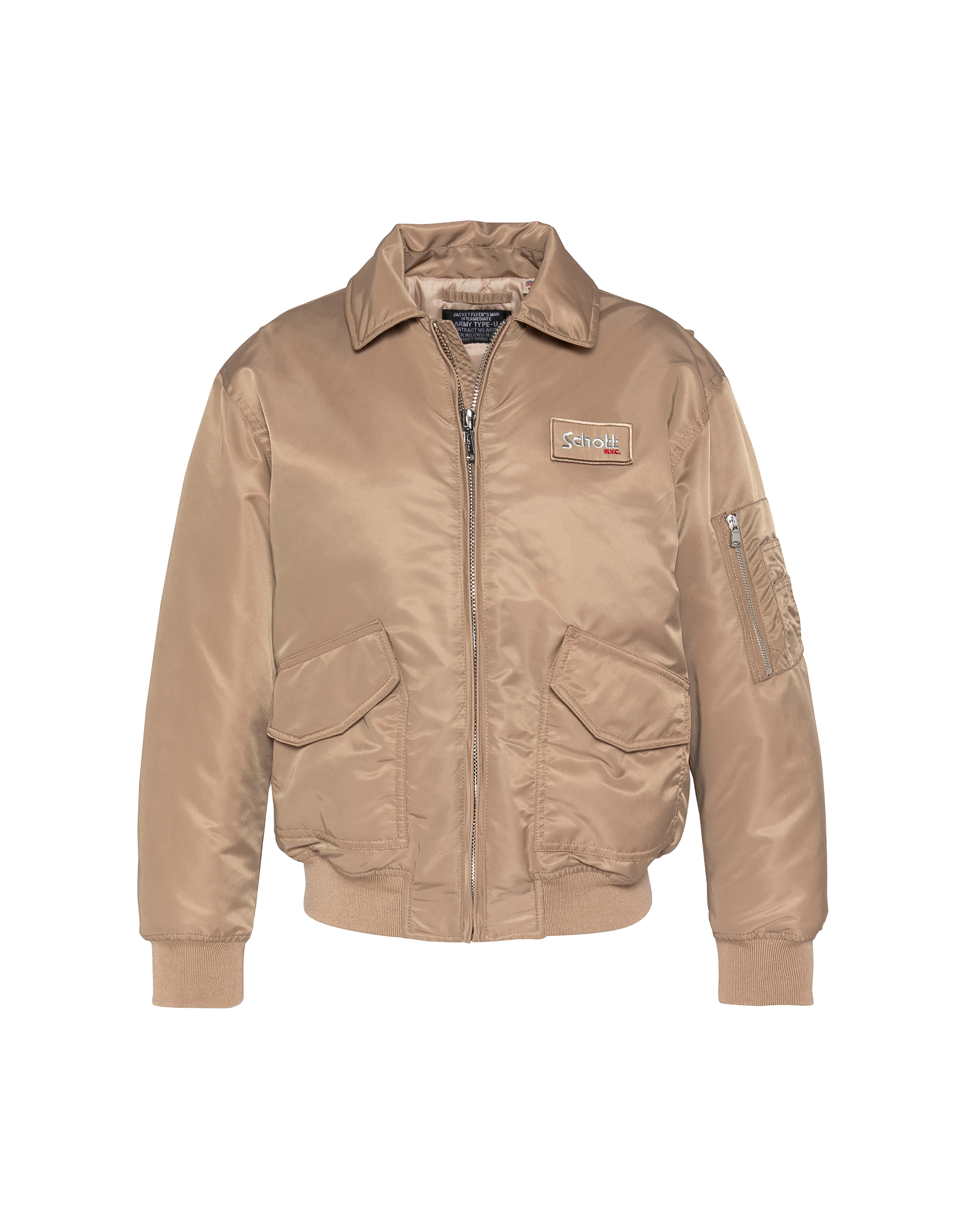 Bomber pilote CWU désert en nylon recyclé, coupe confort, grande taille-1