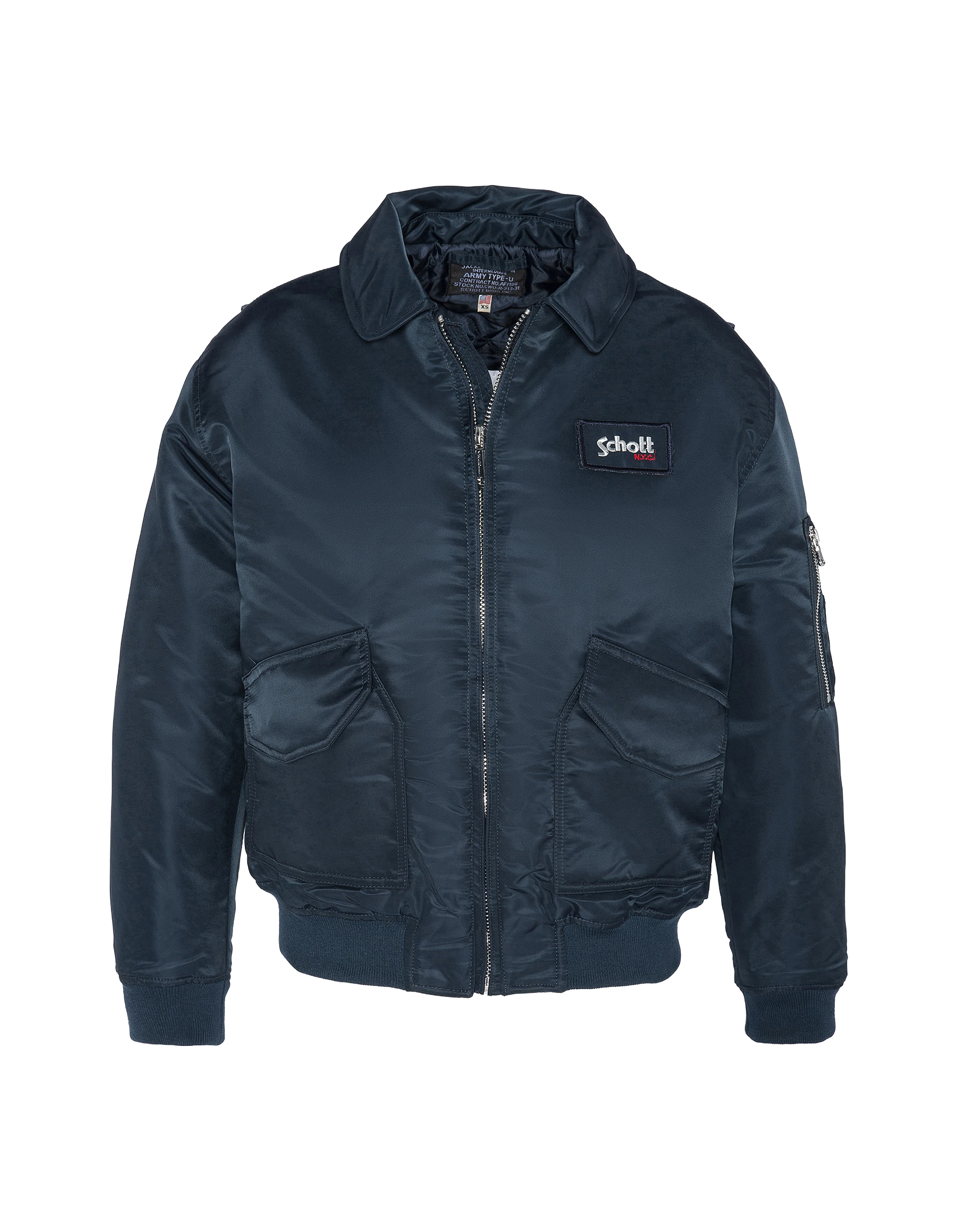 Bomber pilote CWU bleu marine en nylon recyclé, coupe confort, grande taille-2