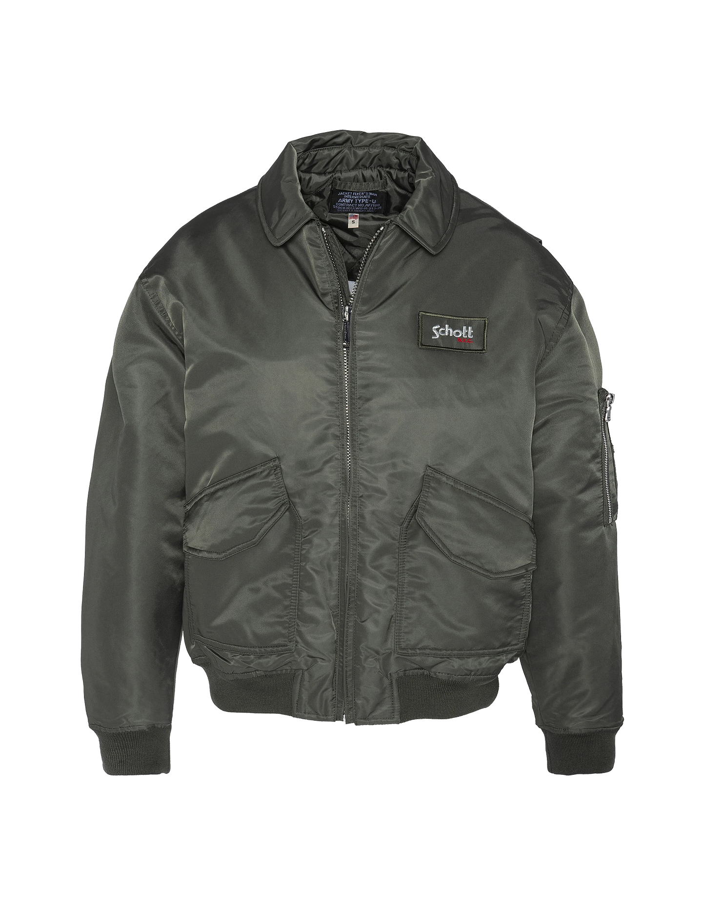Bomber pilote CWU sage kaki en nylon recyclé, coupe confort, grande taille