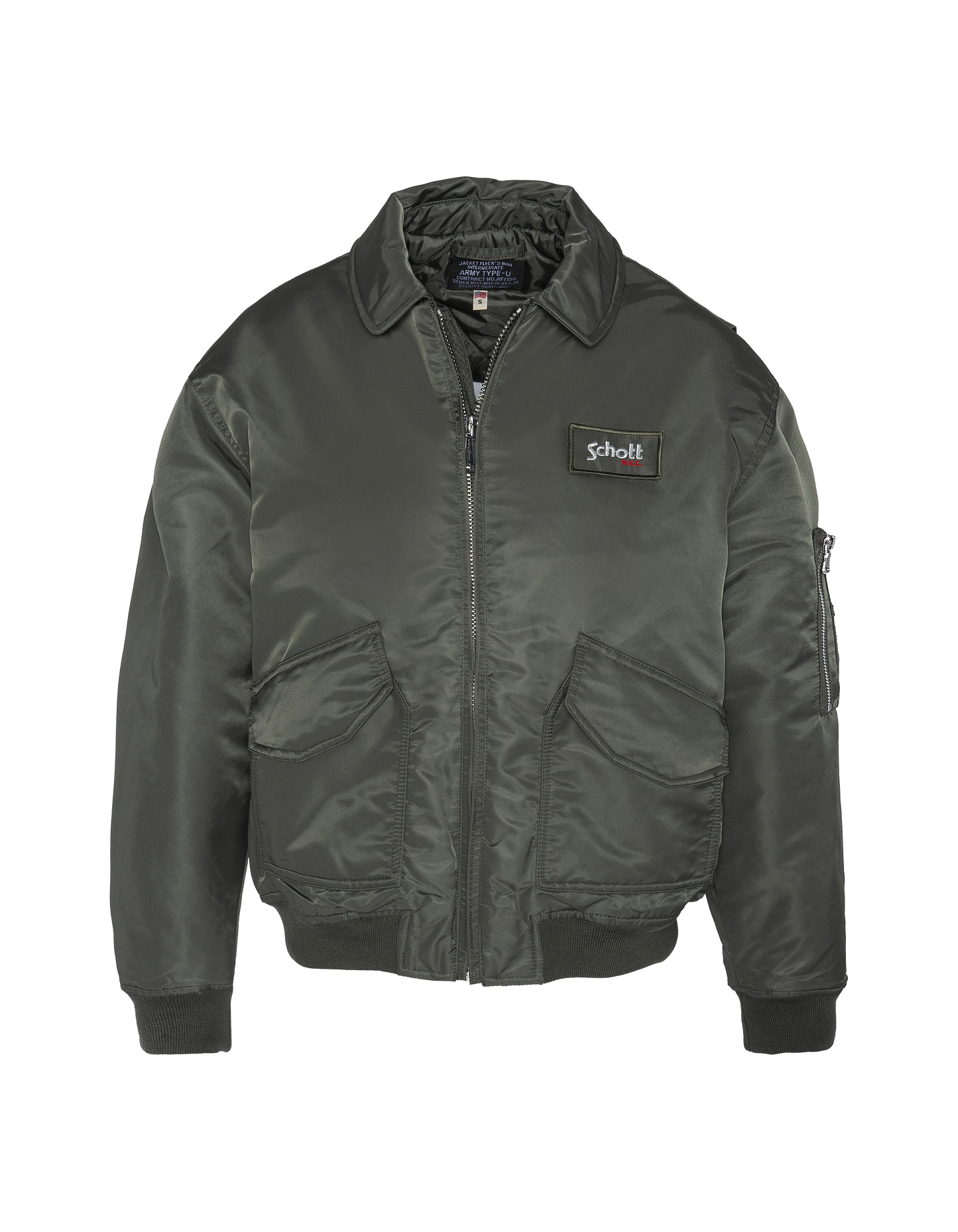 Bomber pilote CWU sage kaki en nylon recyclé, coupe confort, grande taille