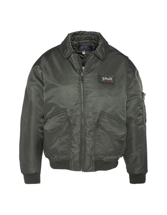 Bomber pilote CWU sage kaki en nylon recyclé, coupe confort
