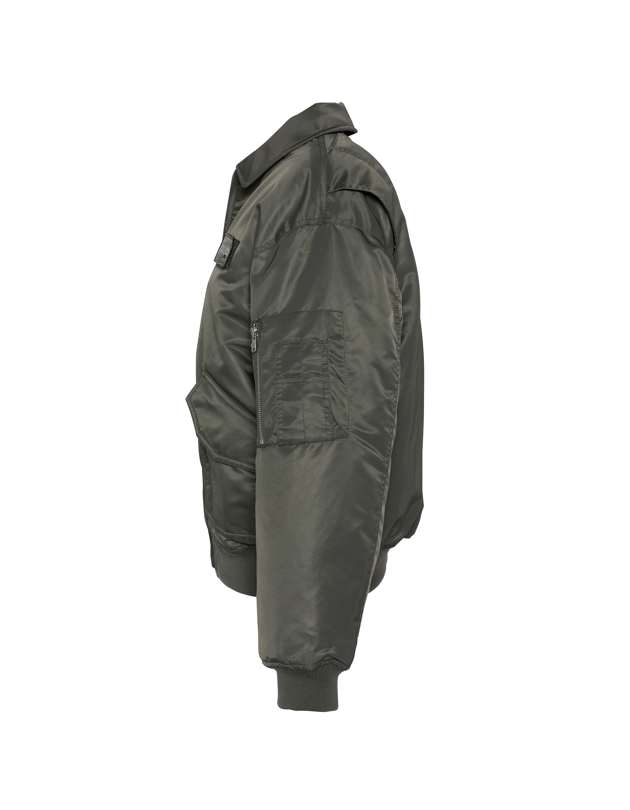 Bomber pilote CWU sage kaki en nylon recyclé, coupe confort, grande taille-3