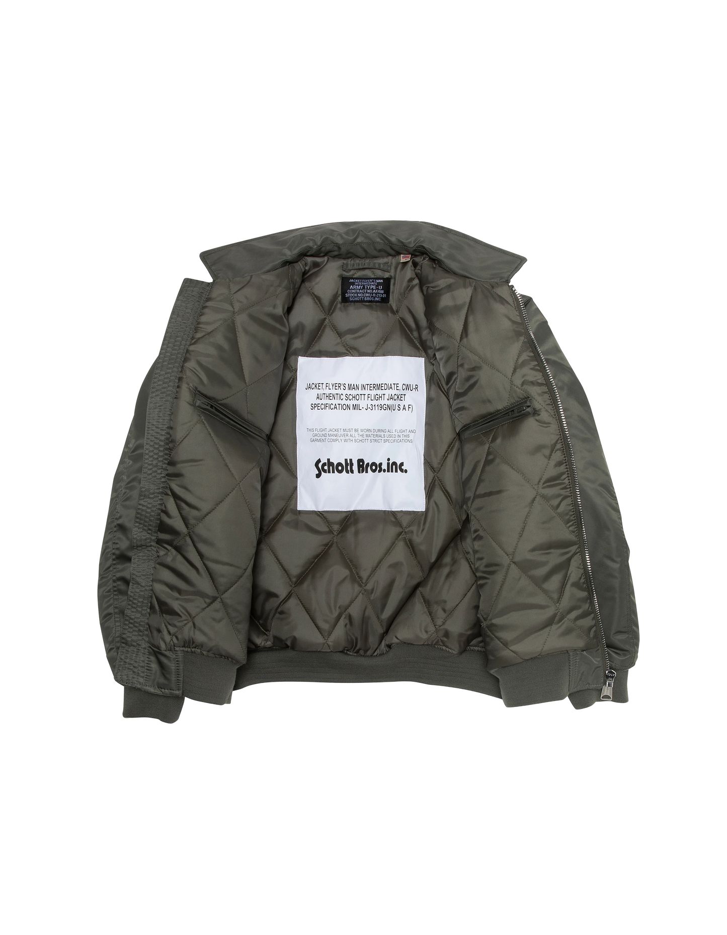 Bomber pilote CWU sage kaki en nylon recyclé, coupe confort, grande taille
