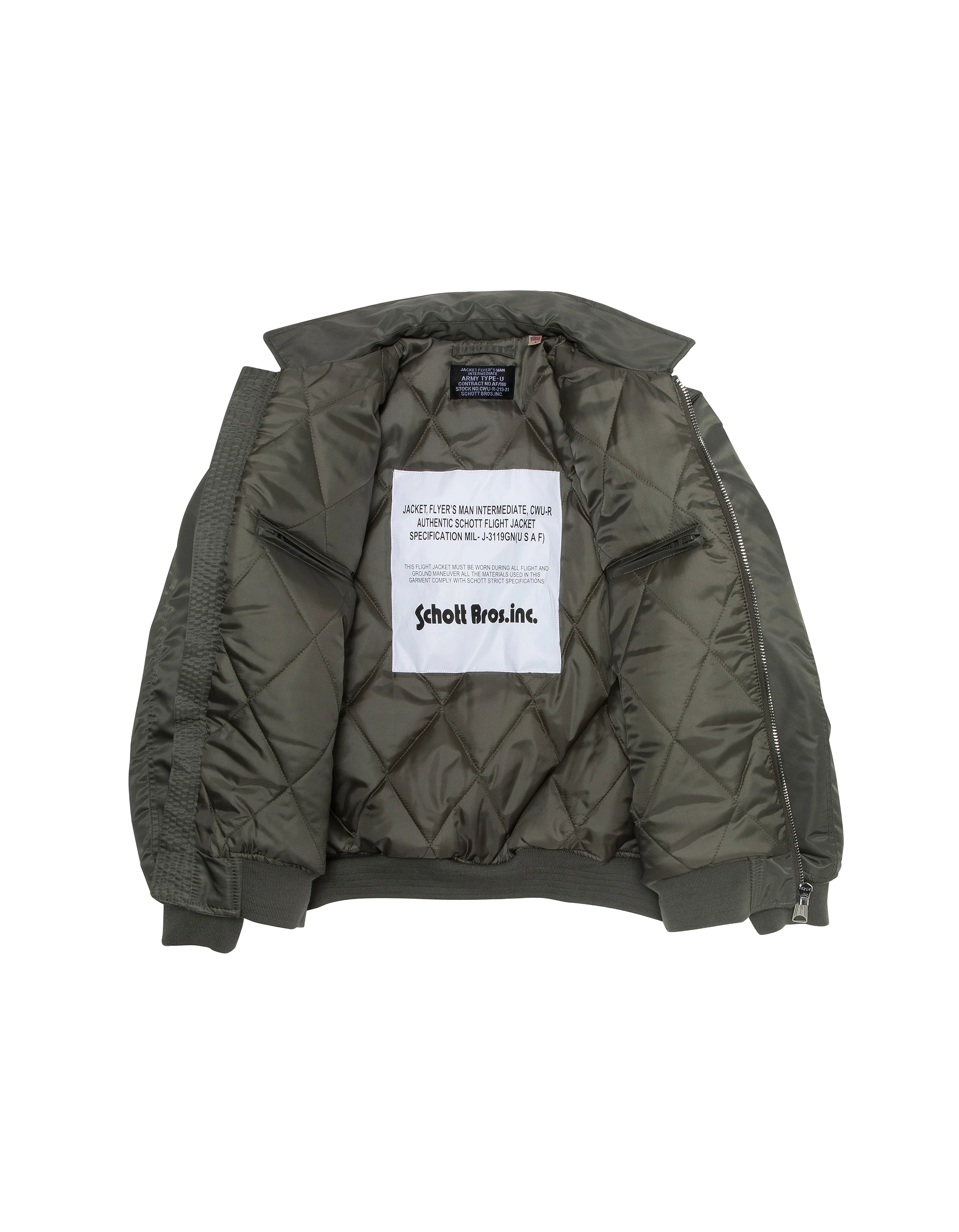 Bomber pilote CWU sage kaki en nylon recyclé, coupe confort, grande taille-4