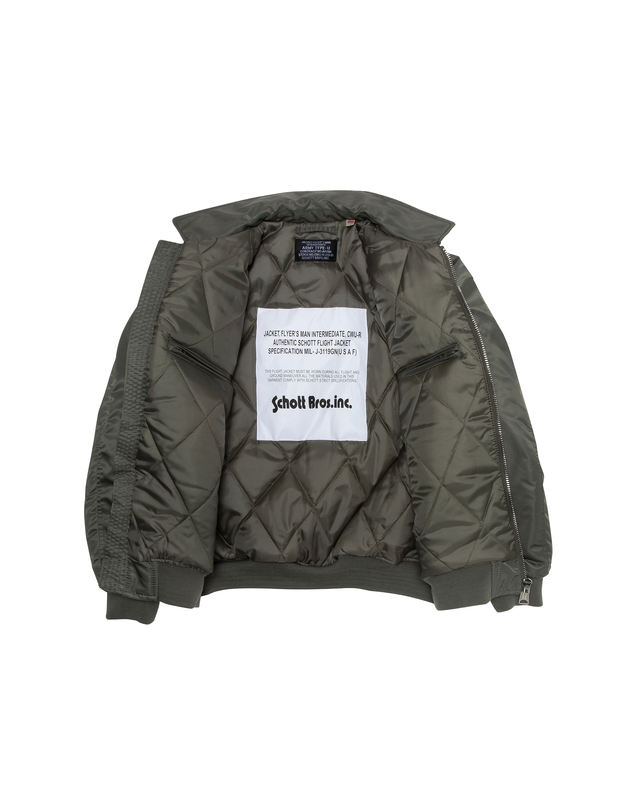Bomber pilote CWU sage kaki en nylon recyclé, coupe confort, grande taille-4