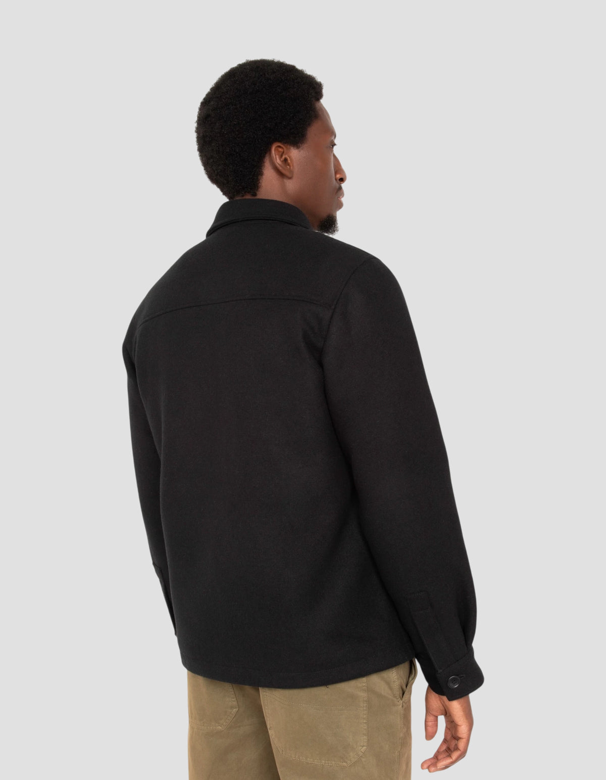 Veste boutonnée noire en laine mélangée-6