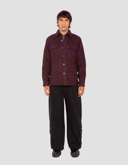 Bordeauxrote Jacke aus Wollmischgewebe mit Knöpfen