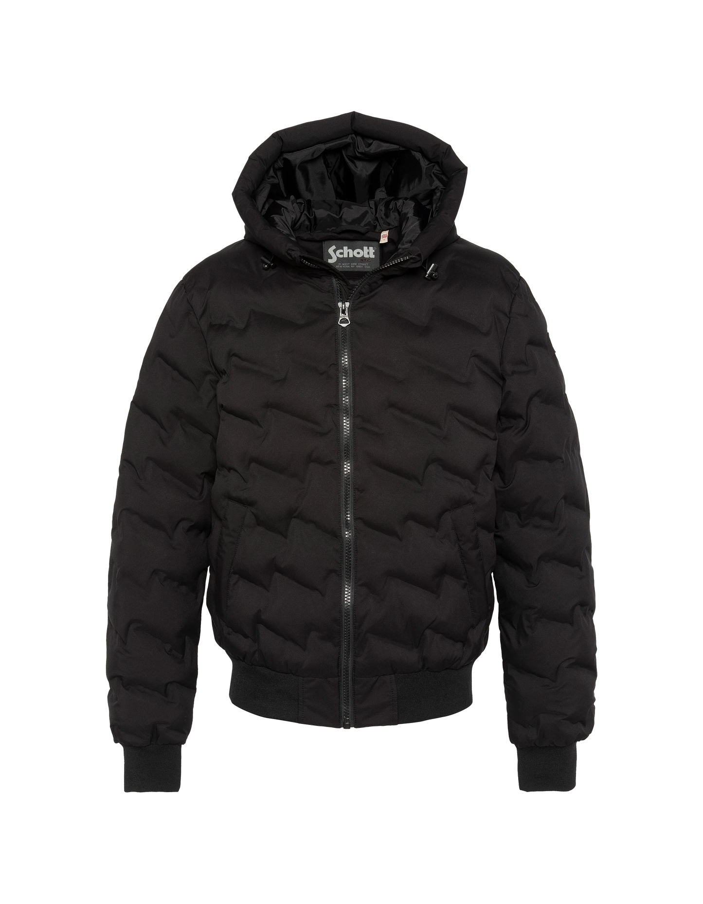 Schwarze Kapuzenjacke mit geschweißter, nahtloser Matratze