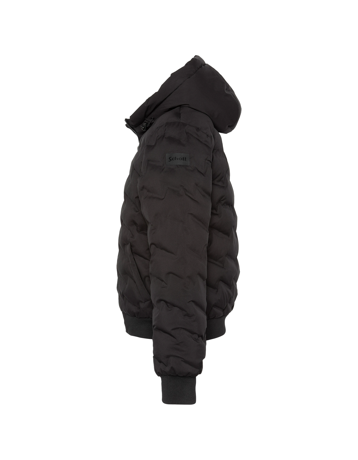 Schwarze Kapuzenjacke mit geschweißter, nahtloser Matratze