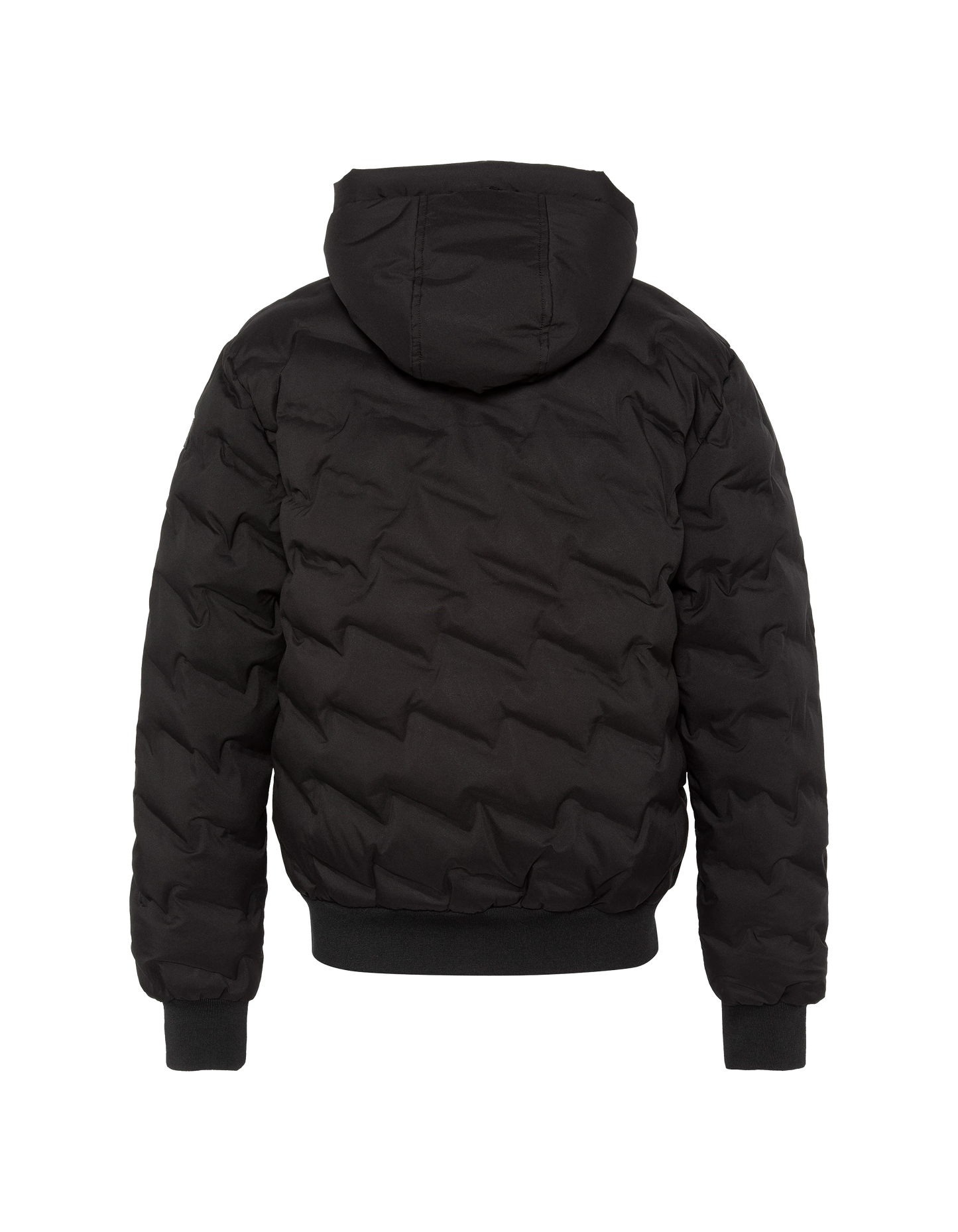 Schwarze Kapuzenjacke mit geschweißter, nahtloser Matratze