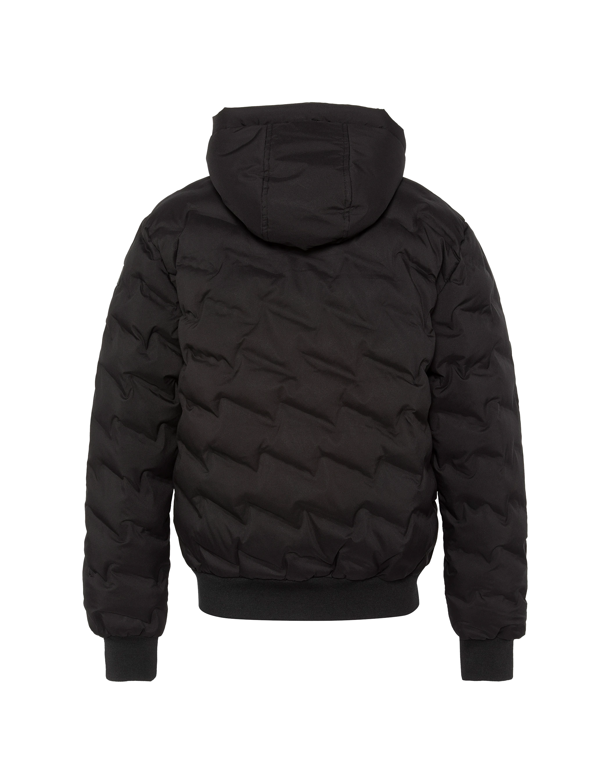 Schwarze Kapuzenjacke mit geschweißter, nahtloser Matratze-9