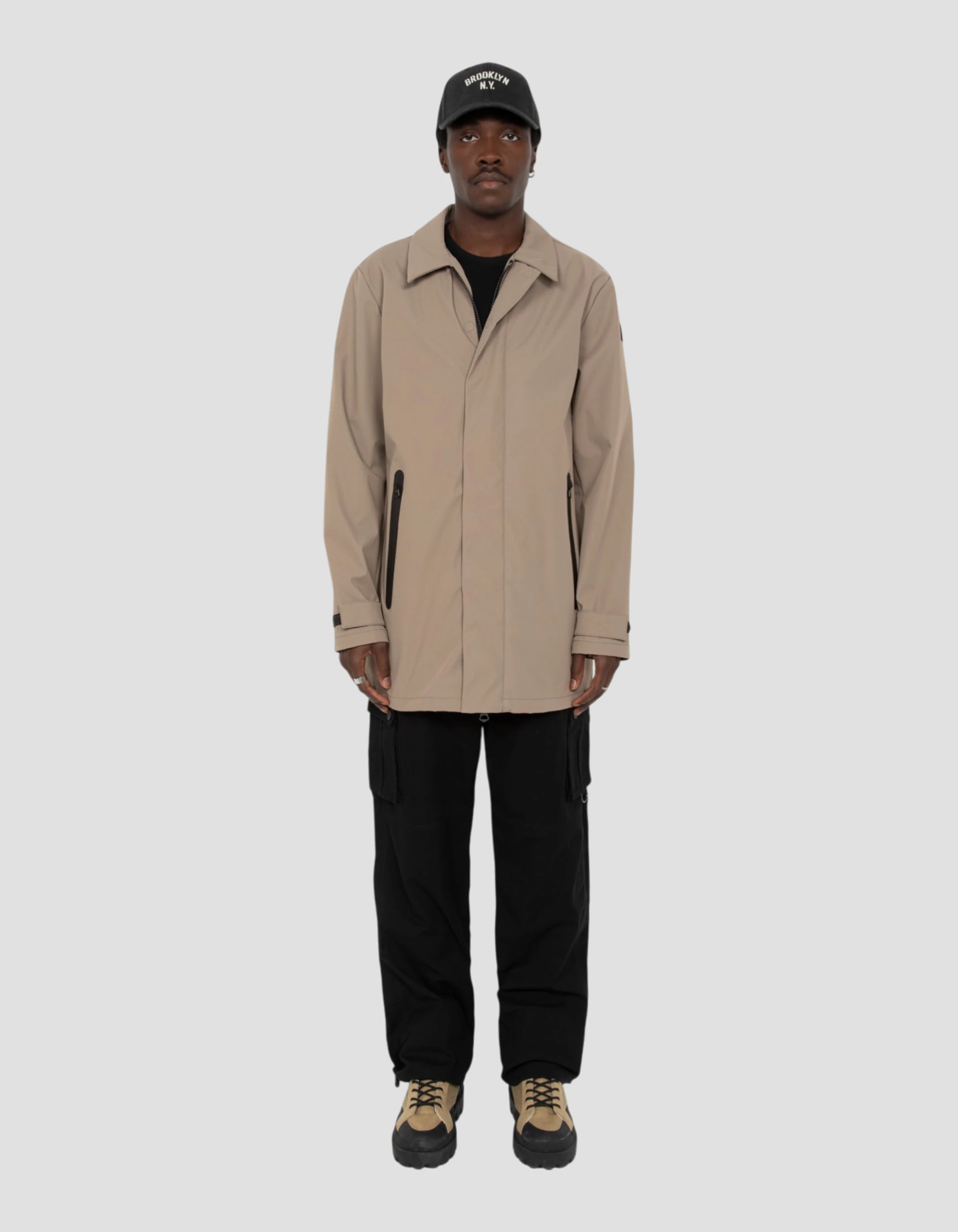Beige water-repellent technical coat-1