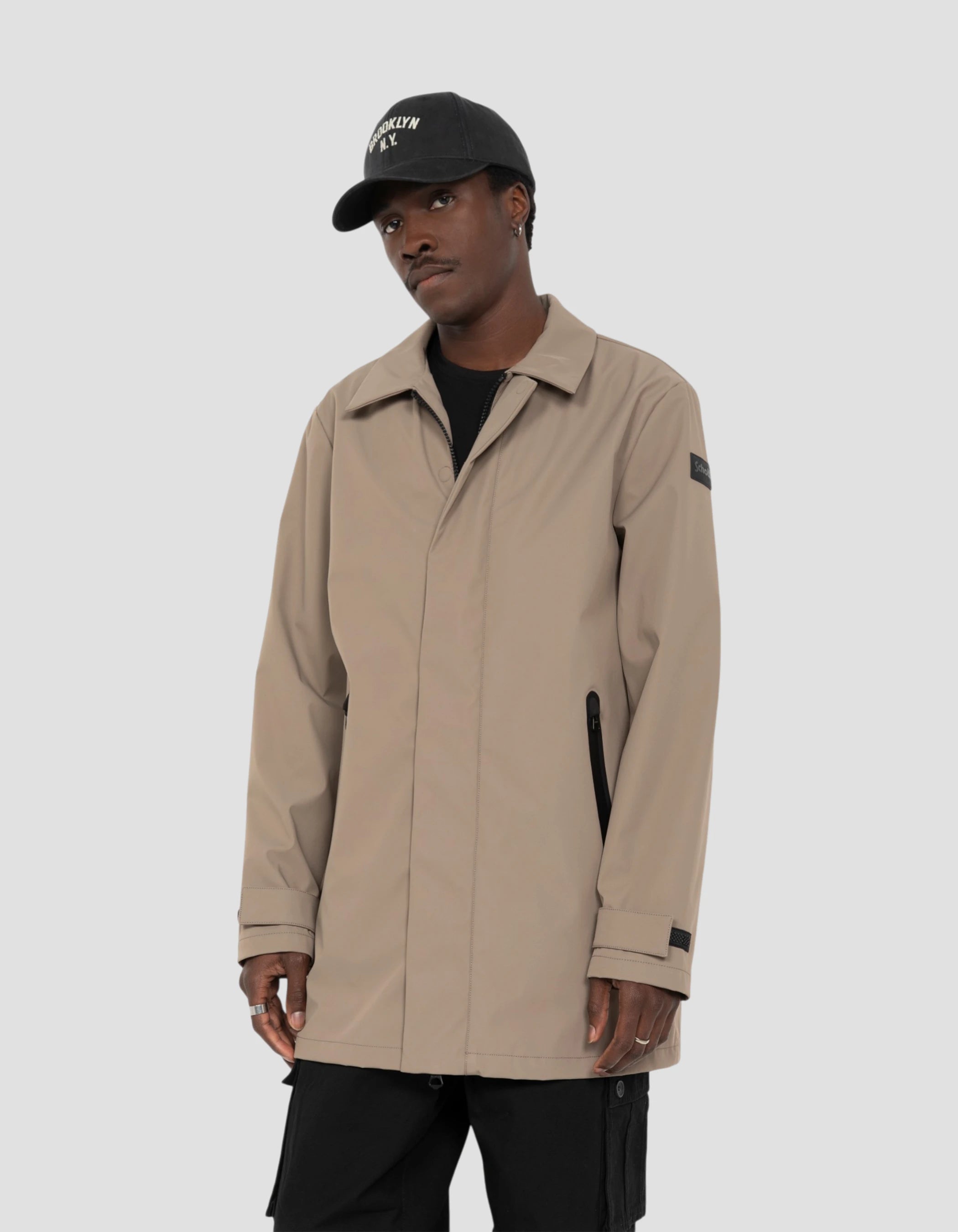 Beige water-repellent technical coat-3