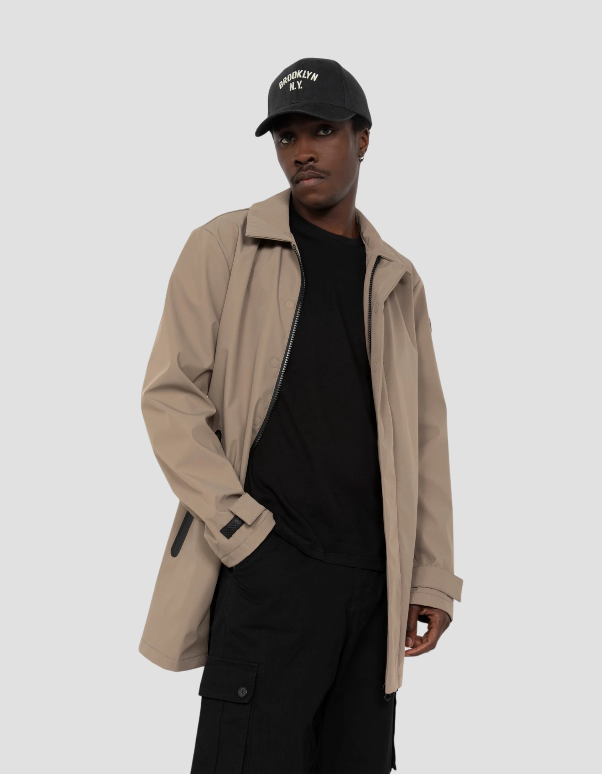 Beige water-repellent technical coat-4