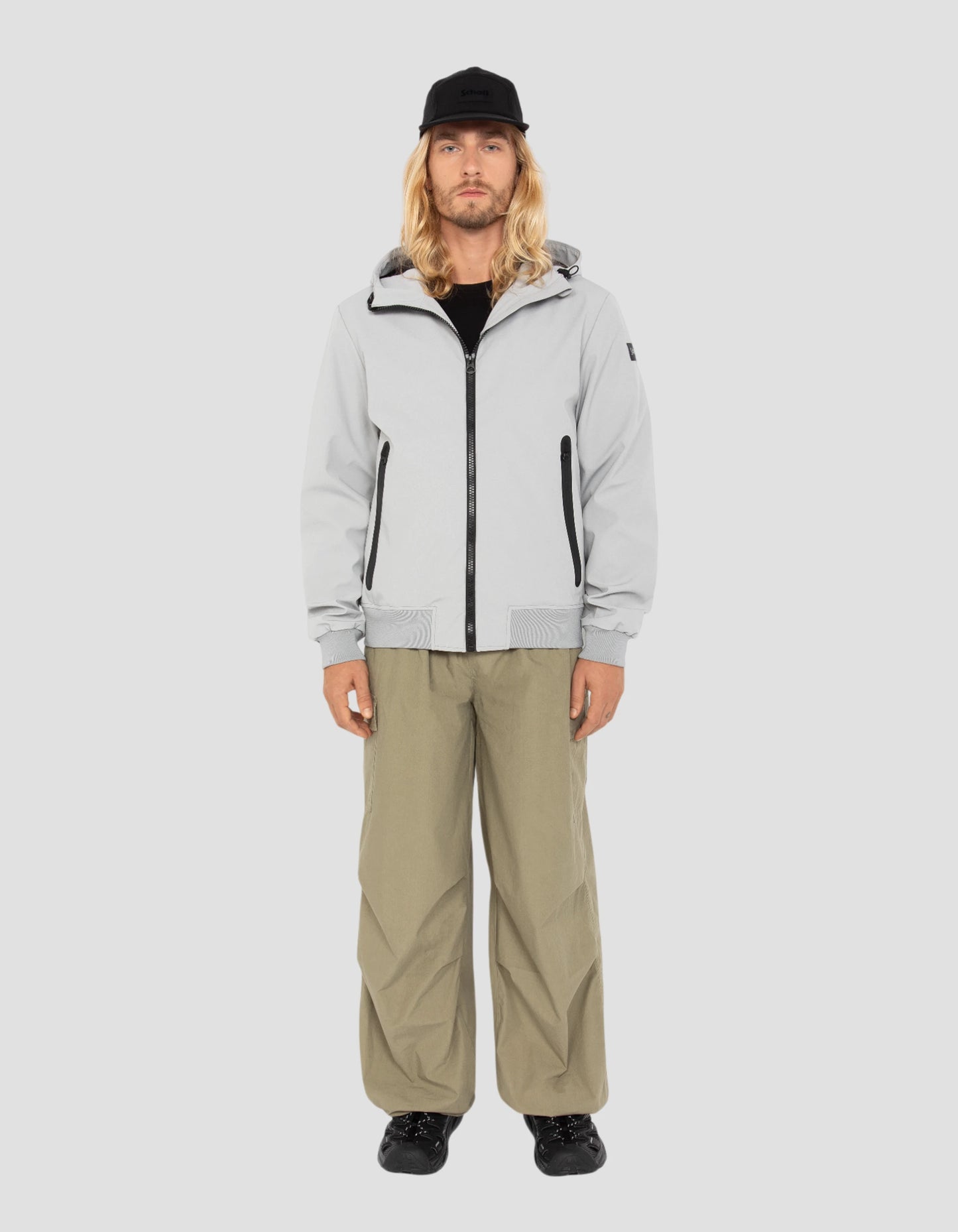 Blouson gris acier urban à capuche