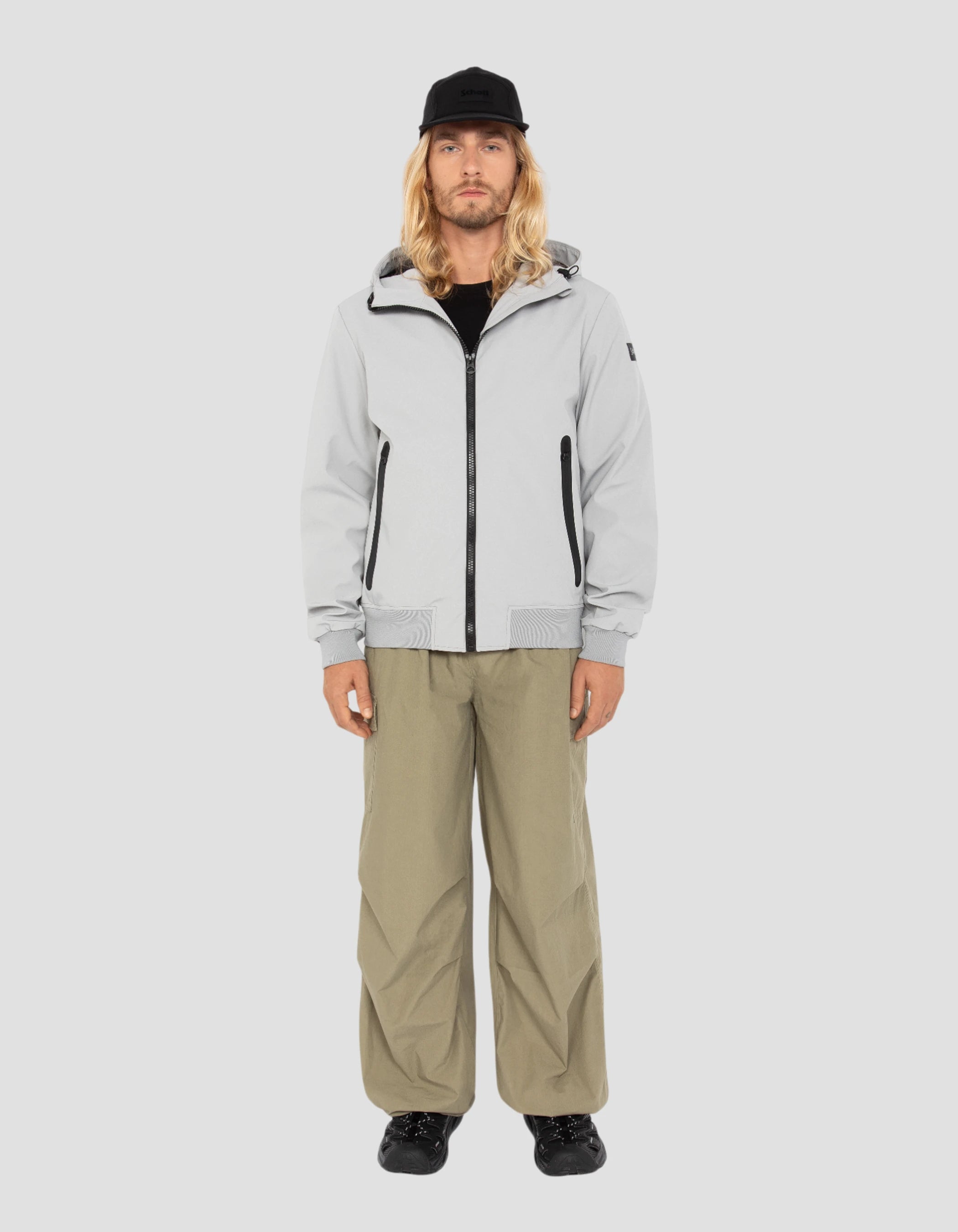 Blouson gris acier urban à capuche-1