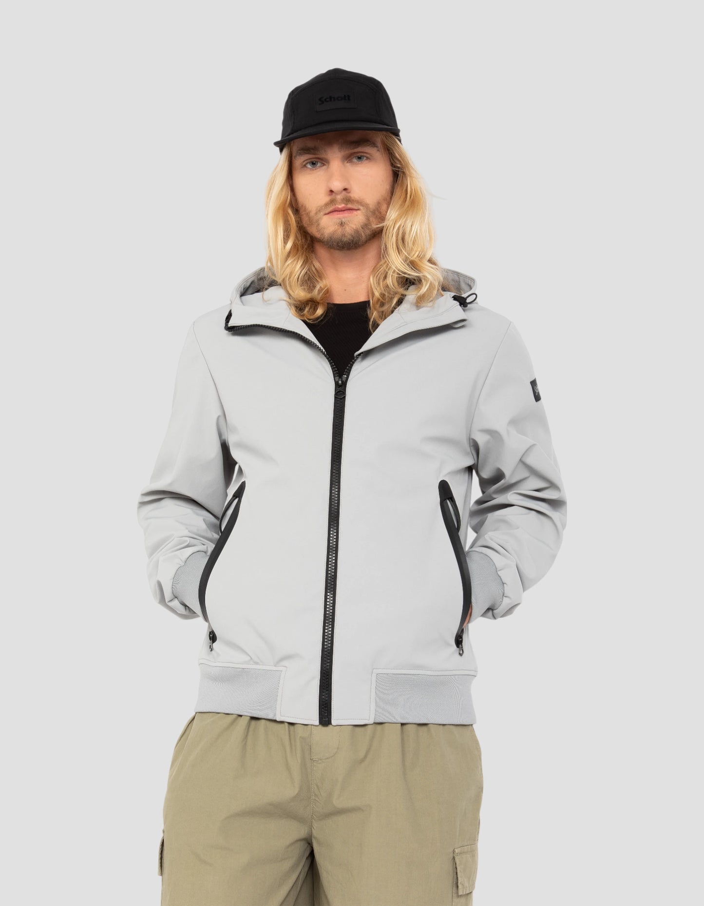 Blouson gris acier urban à capuche