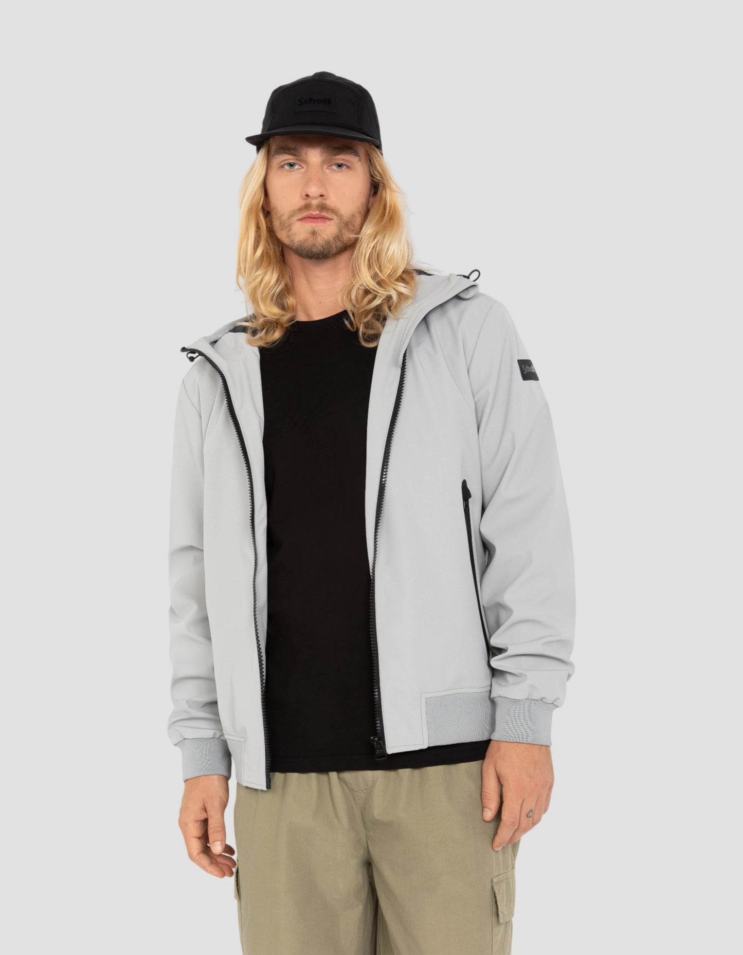 Blouson gris acier urban à capuche