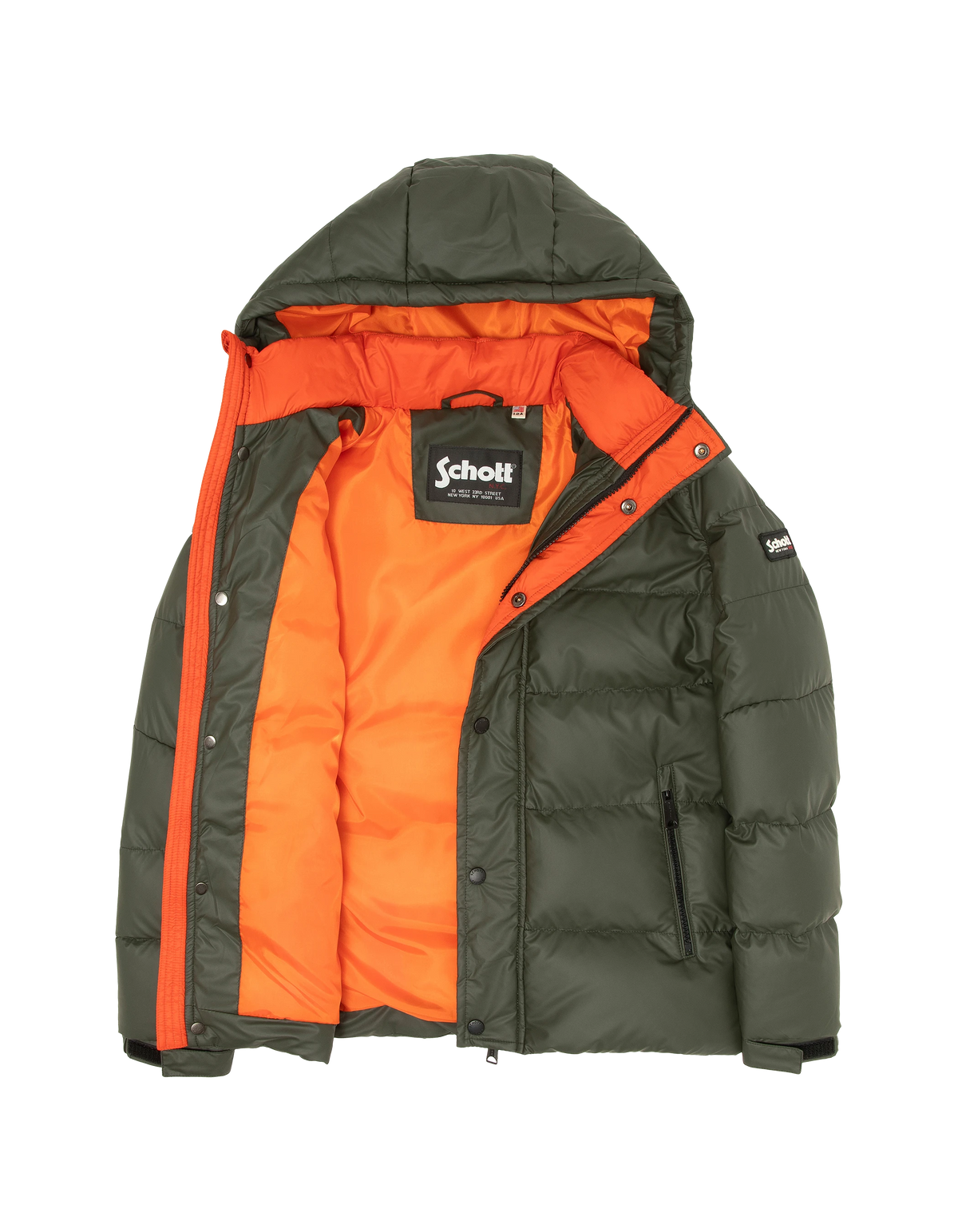Blouson matelassé à capuche kaki enfant-4