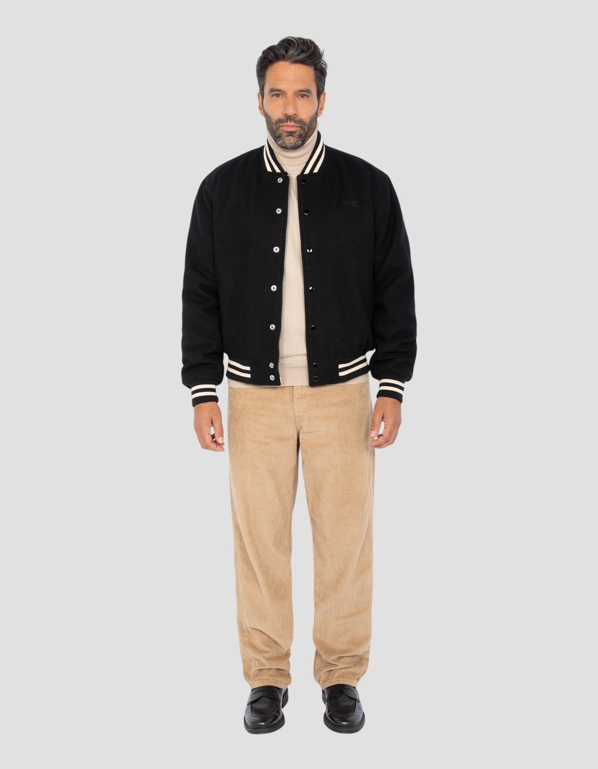 Black Wool Wool Varsity jacket - Duse | Schott NYC®