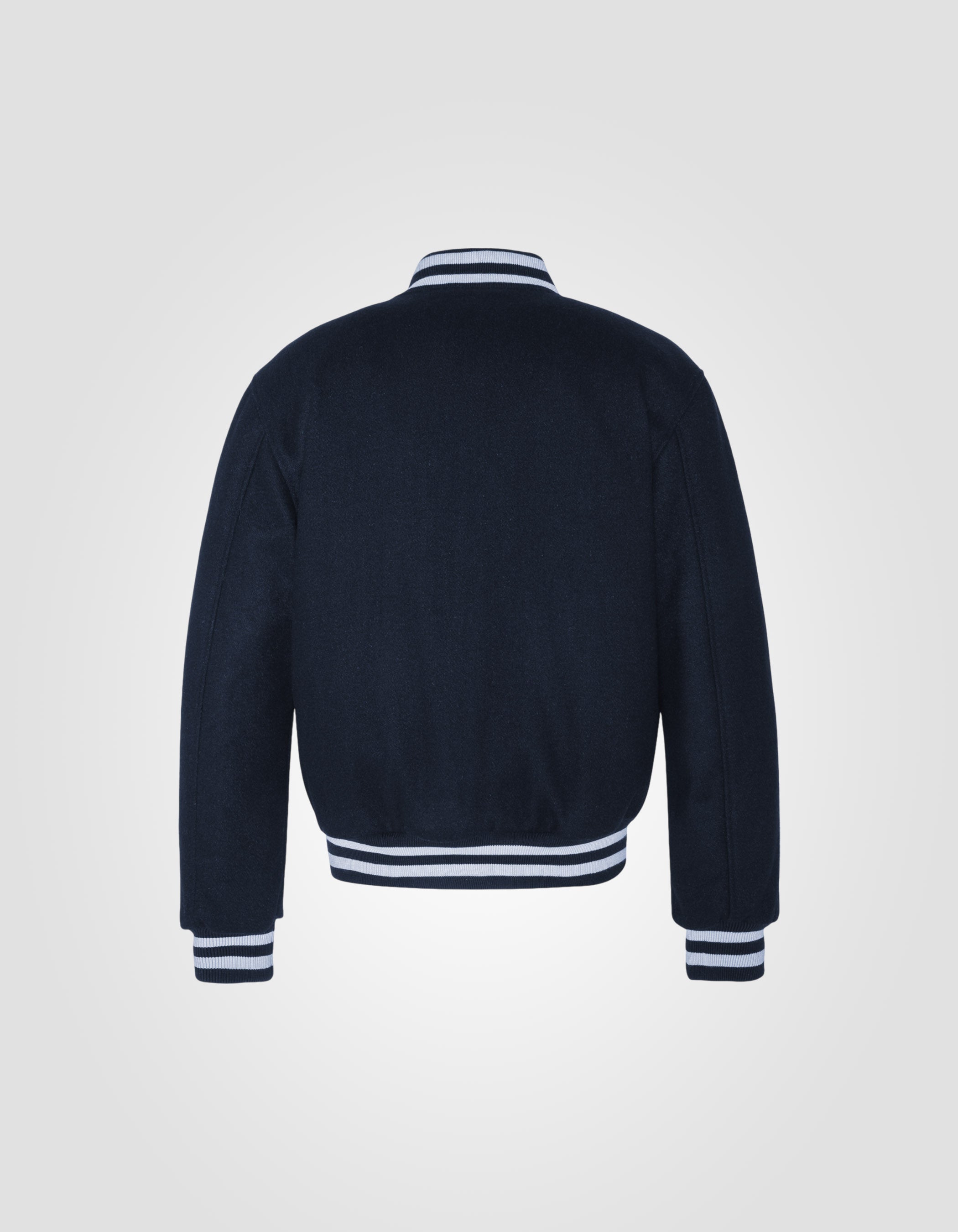 Blouson varsity bleu marine en laine mélangée-8