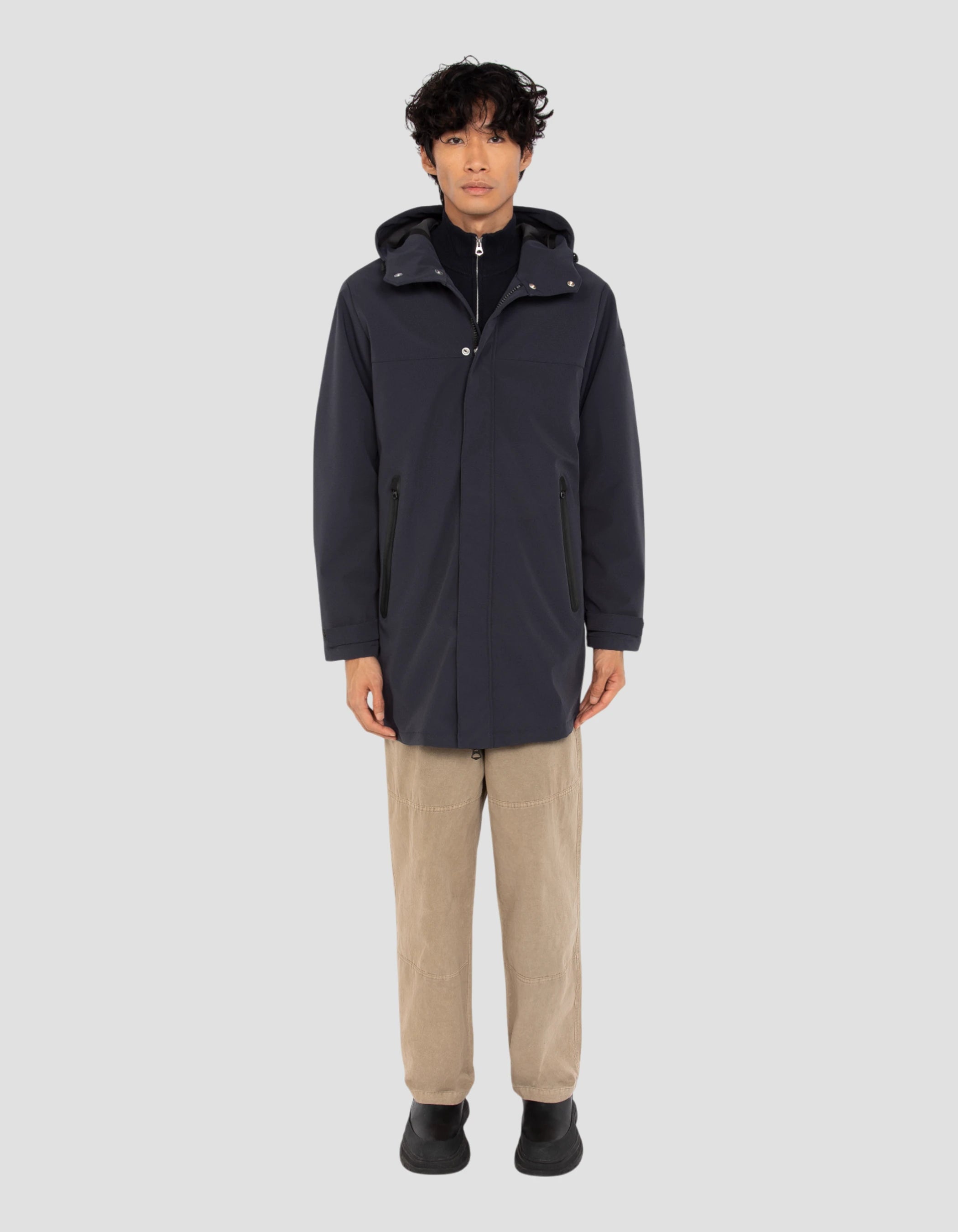 Dark Navy Blue Parka Urban Hood-1