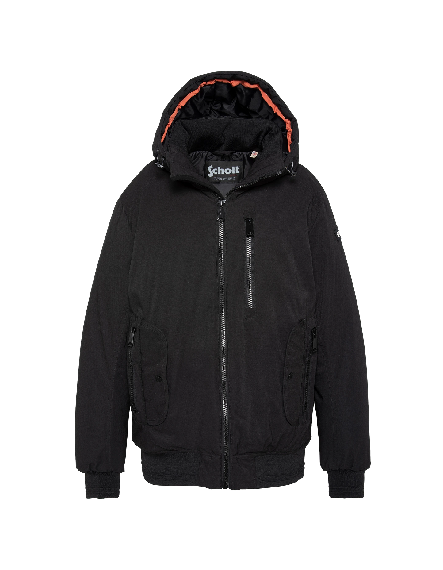 Blouson noir à capuche avec plastron amovible